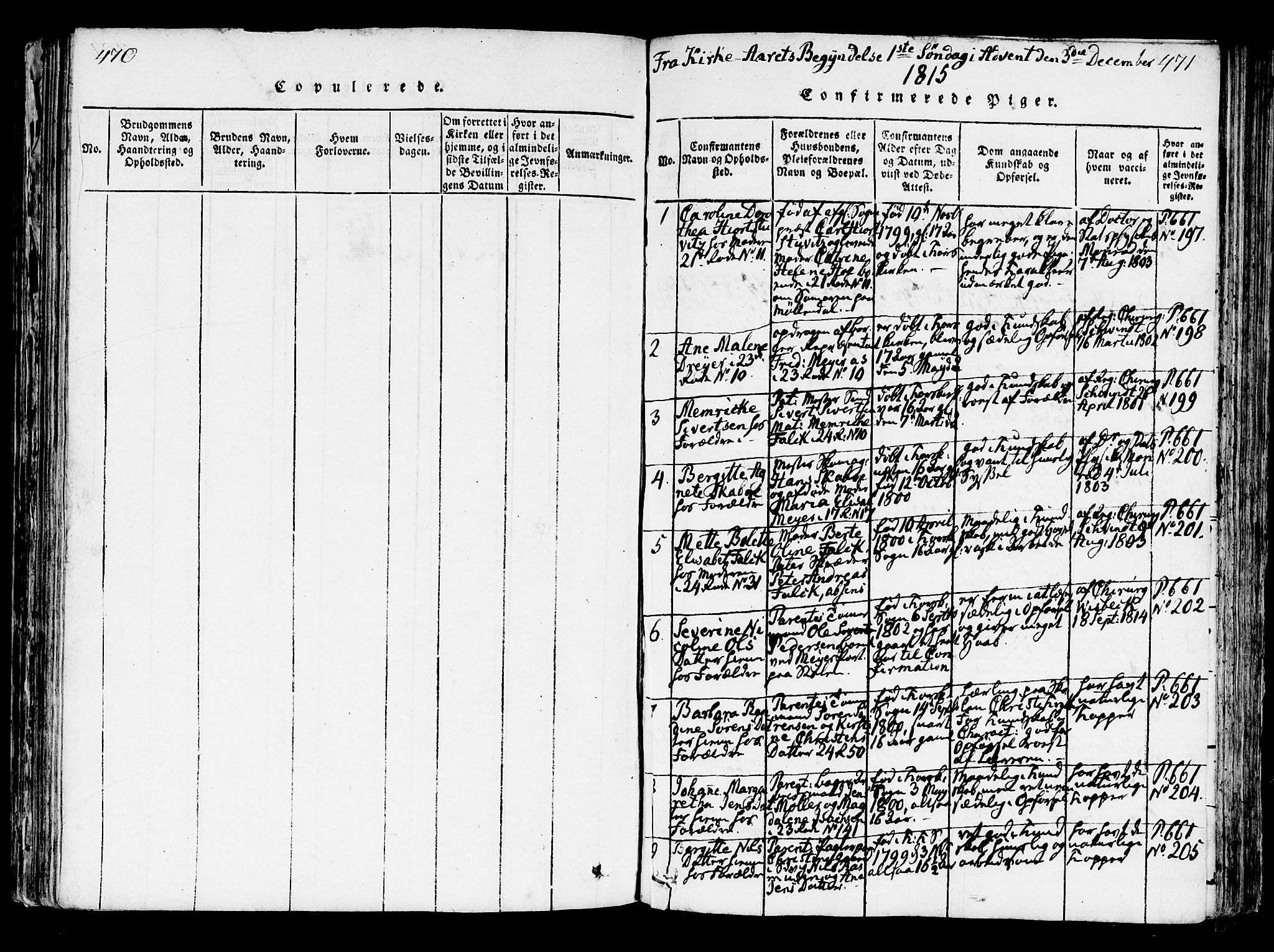 Korskirken sokneprestembete, SAB/A-76101/H/Hab: Klokkerbok nr. A 1b, 1815-1821, s. 470-471