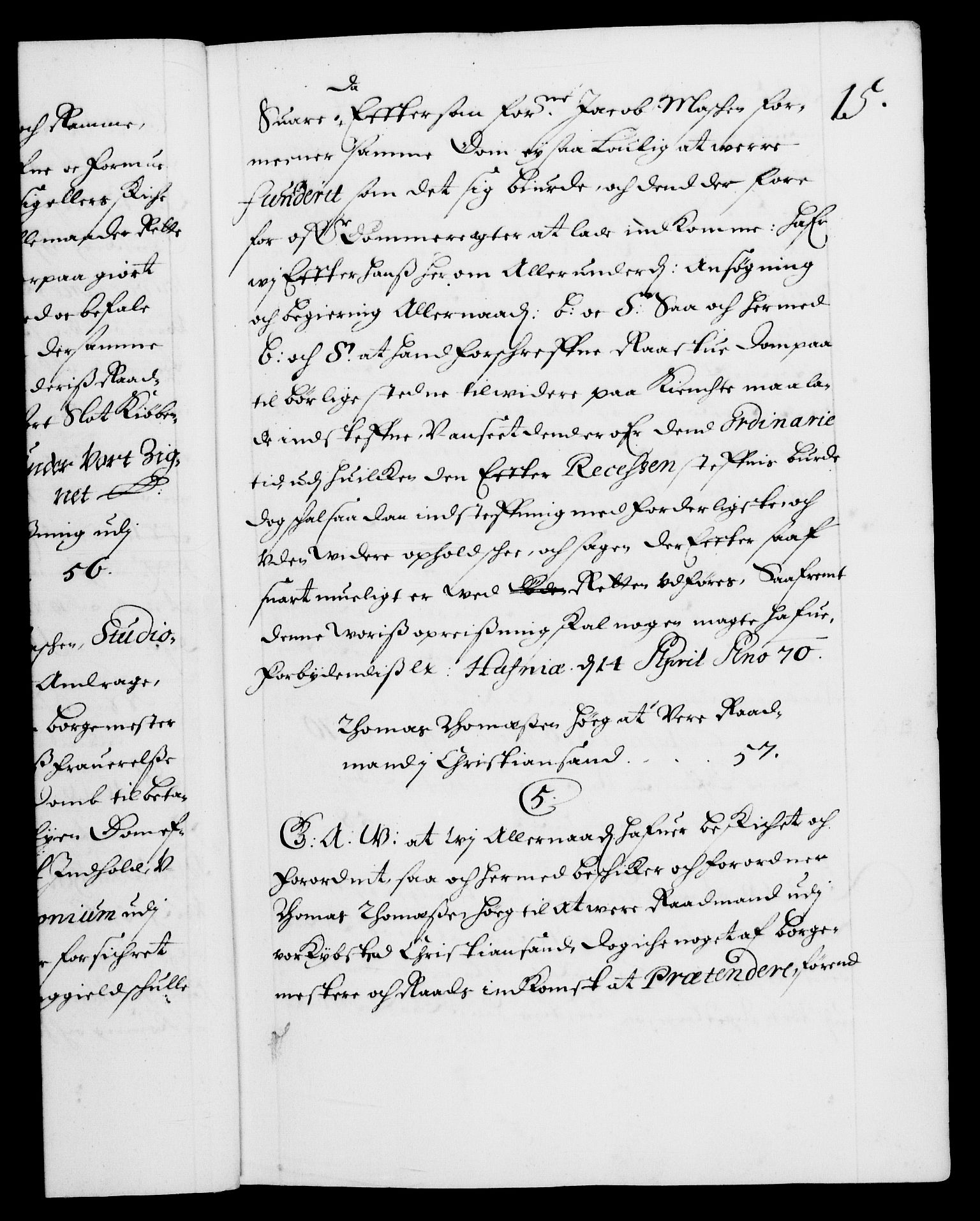 Danske Kanselli 1572-1799, AV/RA-EA-3023/F/Fc/Fca/Fcaa/L0011: Norske registre (mikrofilm), 1670-1673, s. 15a