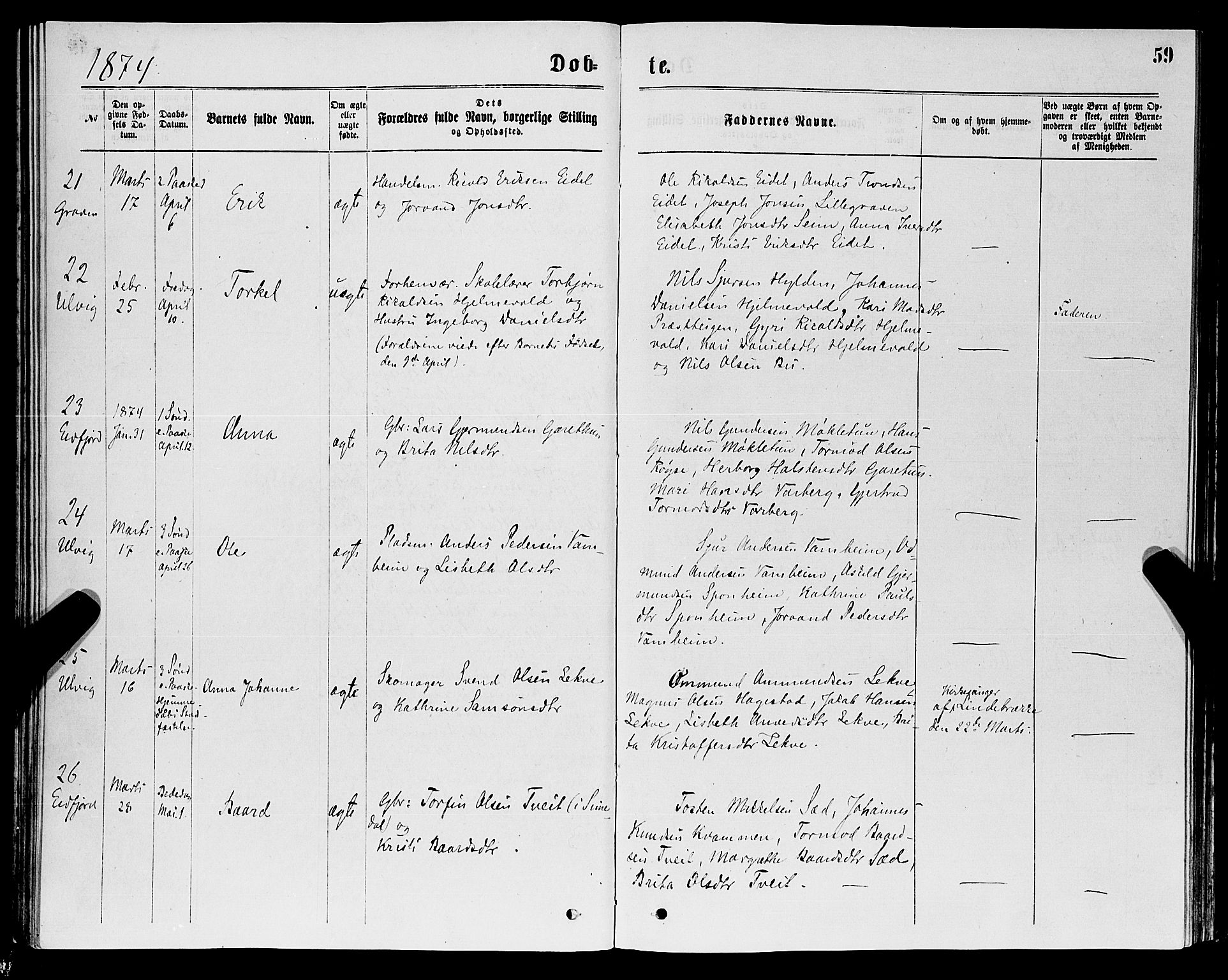 Ulvik sokneprestembete, AV/SAB-A-78801/H/Haa: Ministerialbok nr. A 16, 1870-1878, s. 59