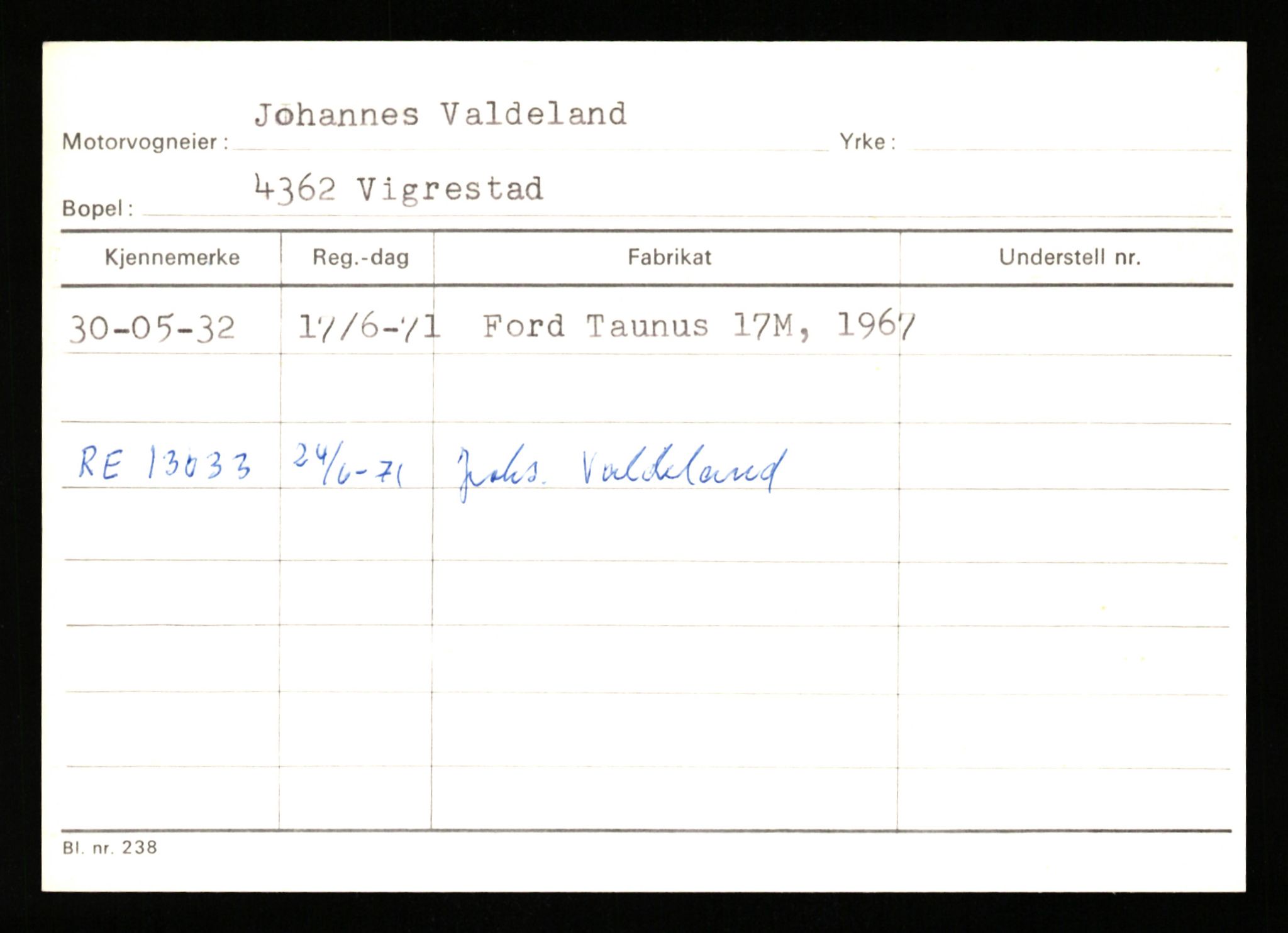 Stavanger trafikkstasjon, SAST/A-101942/0/G/L0011: Registreringsnummer: 240000 - 363477, 1930-1971, s. 1255