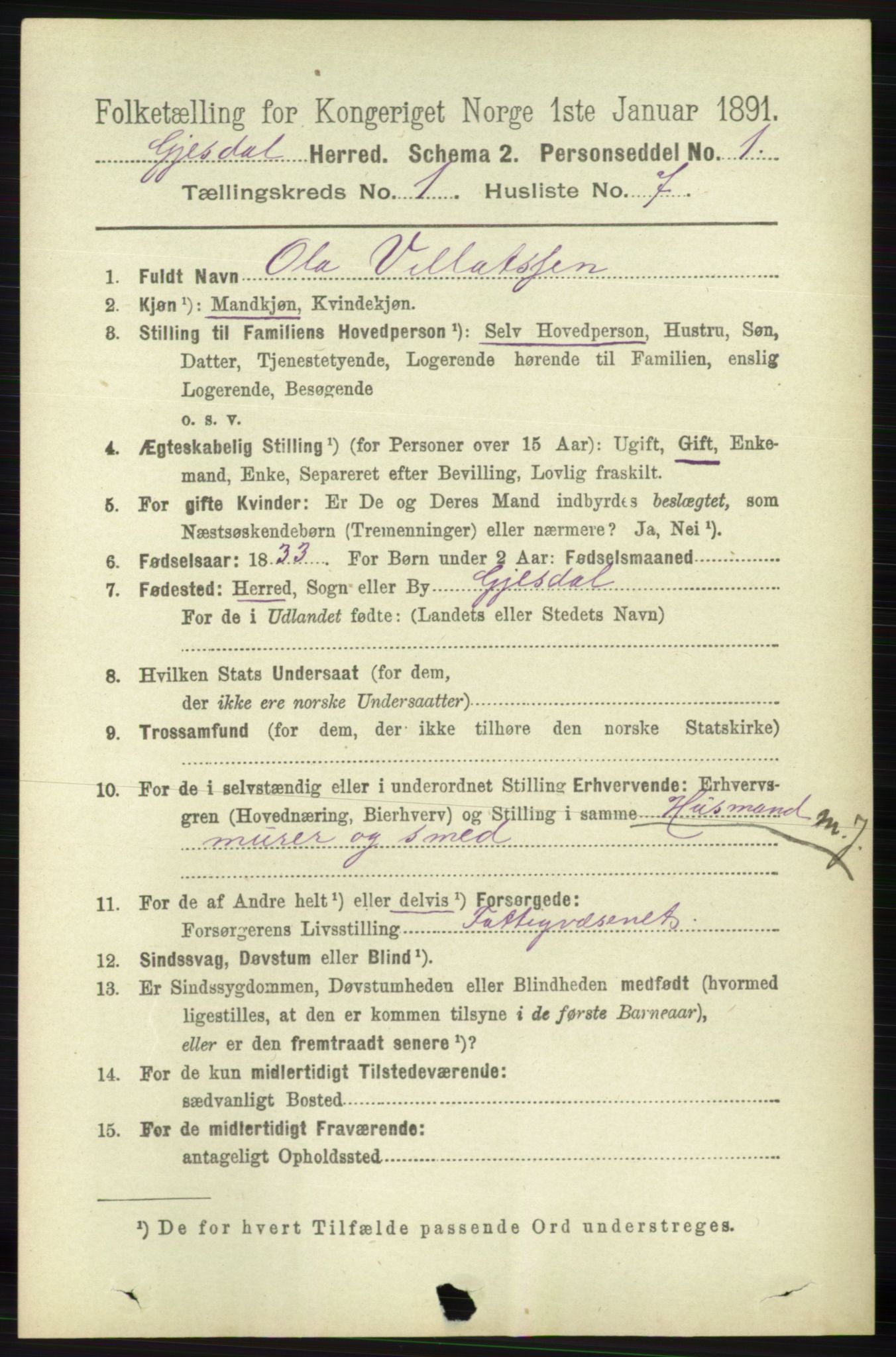 RA, Folketelling 1891 for 1122 Gjesdal herred, 1891, s. 103