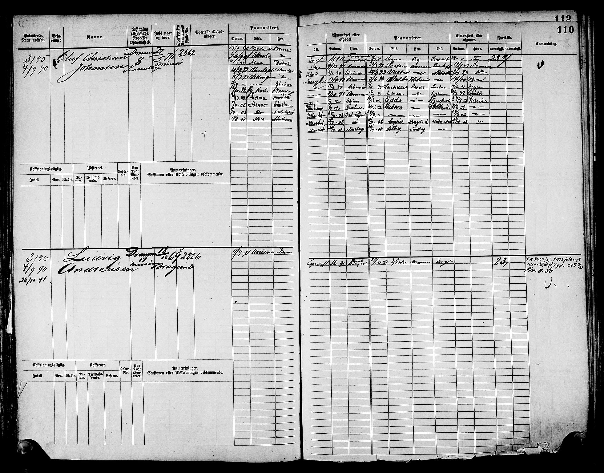 Drammen innrulleringsdistrikt, AV/SAKO-A-781/F/Fc/L0004: Hovedrulle, 1885, s. 115