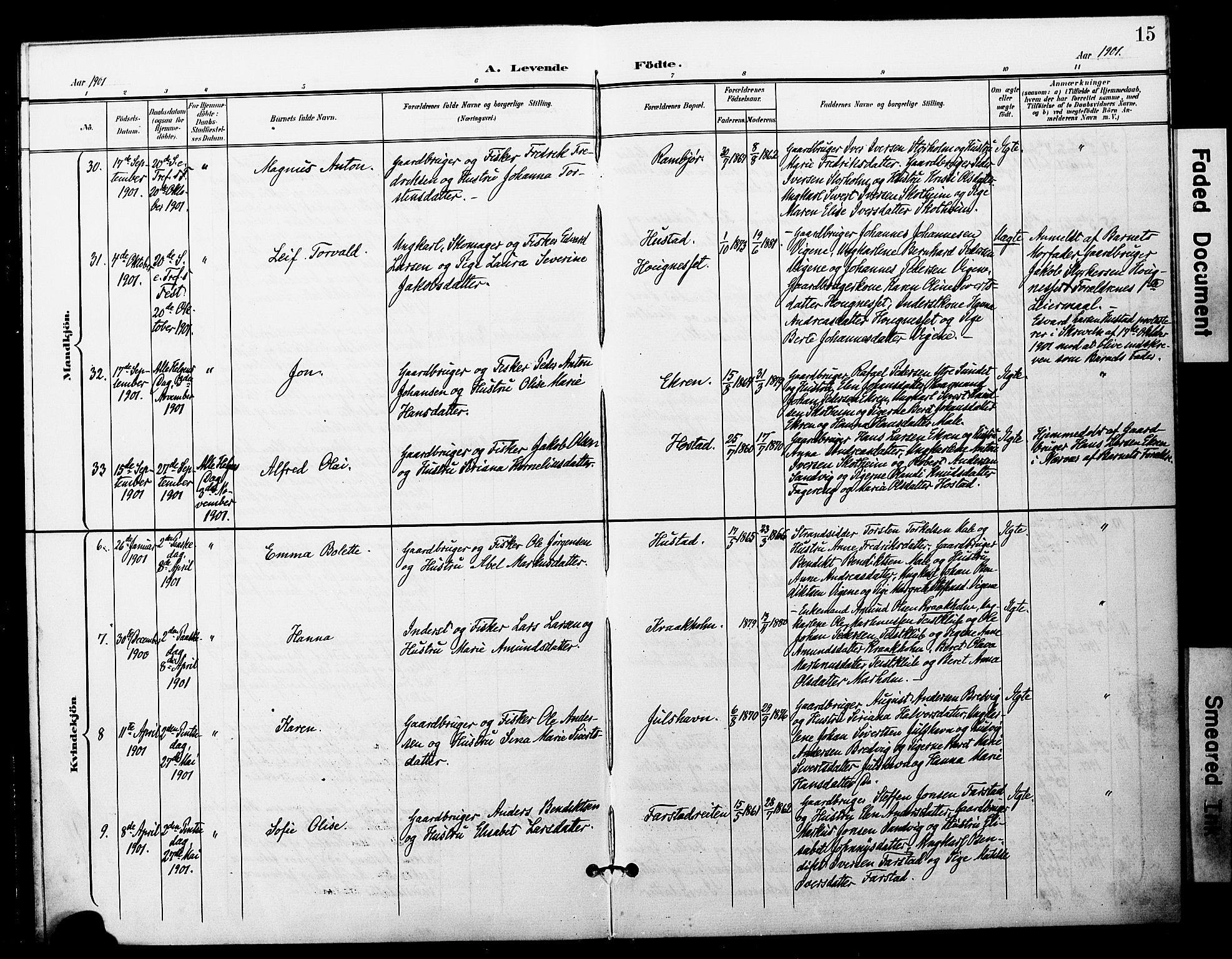 Ministerialprotokoller, klokkerbøker og fødselsregistre - Møre og Romsdal, AV/SAT-A-1454/567/L0779: Ministerialbok nr. 567A02, 1898-1902, s. 15