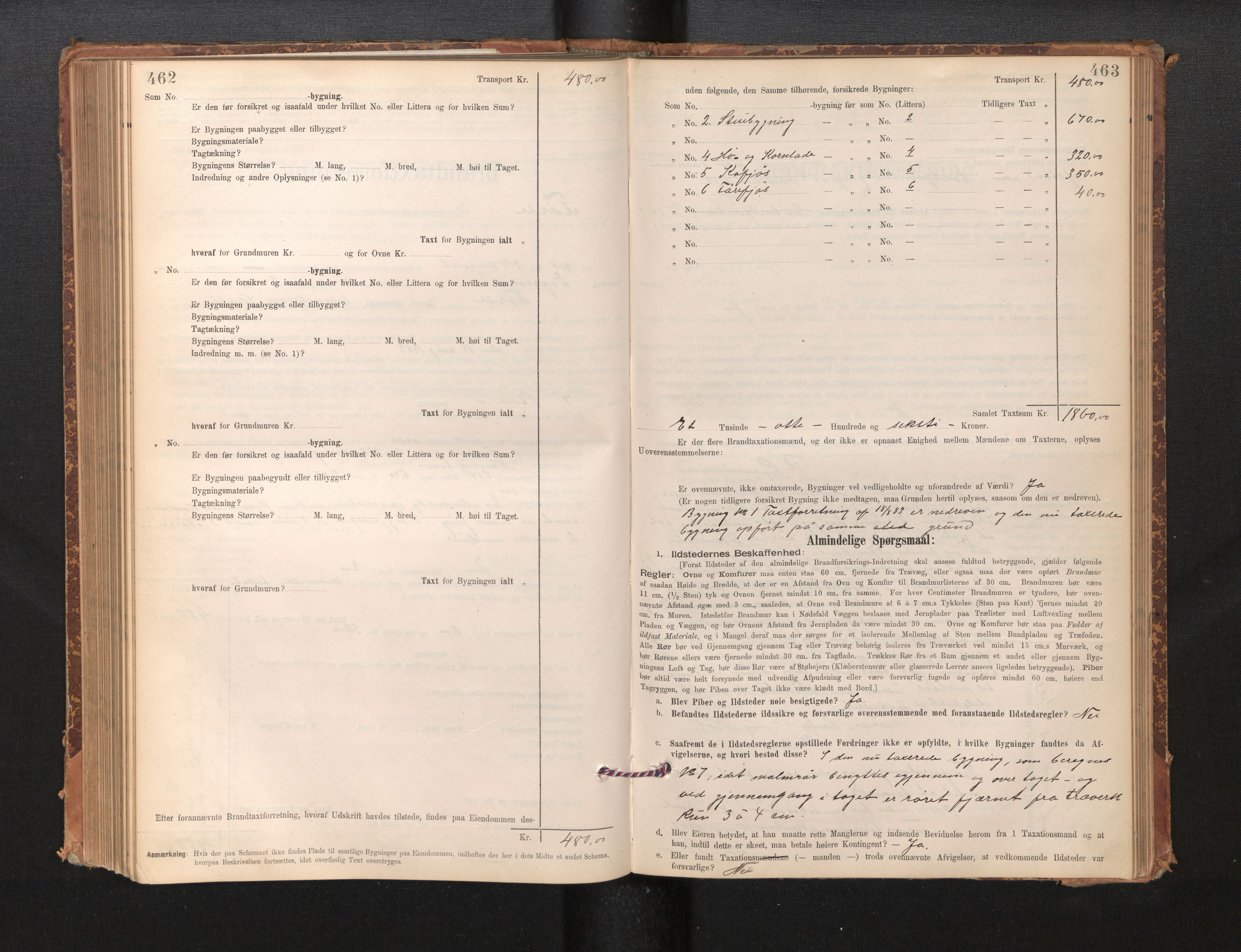 Lensmannen i Førde, AV/SAB-A-27401/0012/L0008: Branntakstprotokoll, skjematakst, 1895-1922, s. 462-463