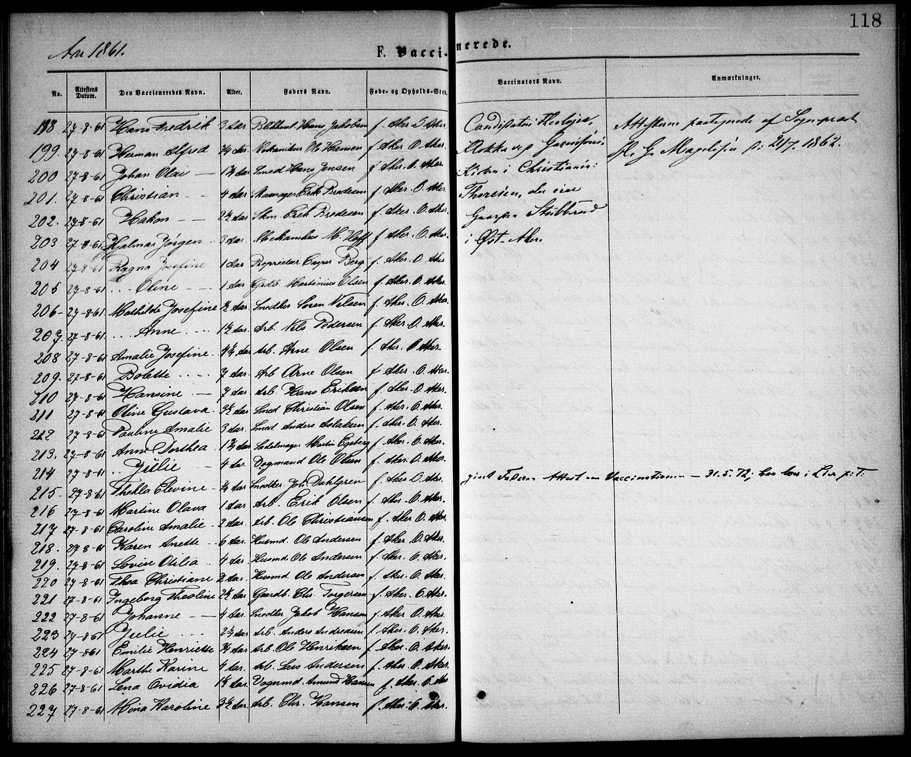 Østre Aker prestekontor Kirkebøker, AV/SAO-A-10840/F/Fa/L0002: Ministerialbok nr. I 2, 1861-1878, s. 118
