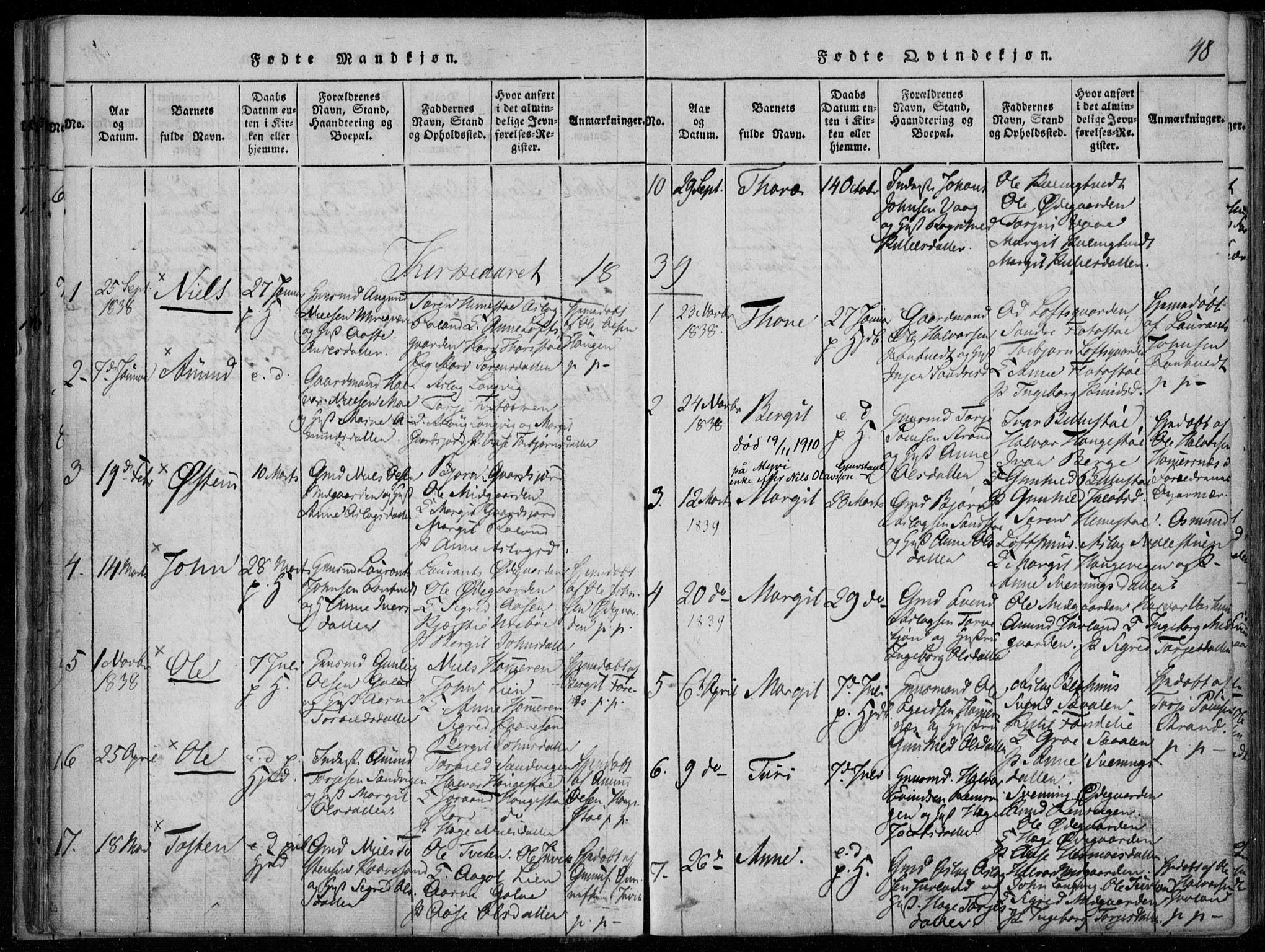 Rauland kirkebøker, AV/SAKO-A-292/F/Fa/L0001: Ministerialbok nr. I 1, 1814-1859, s. 48