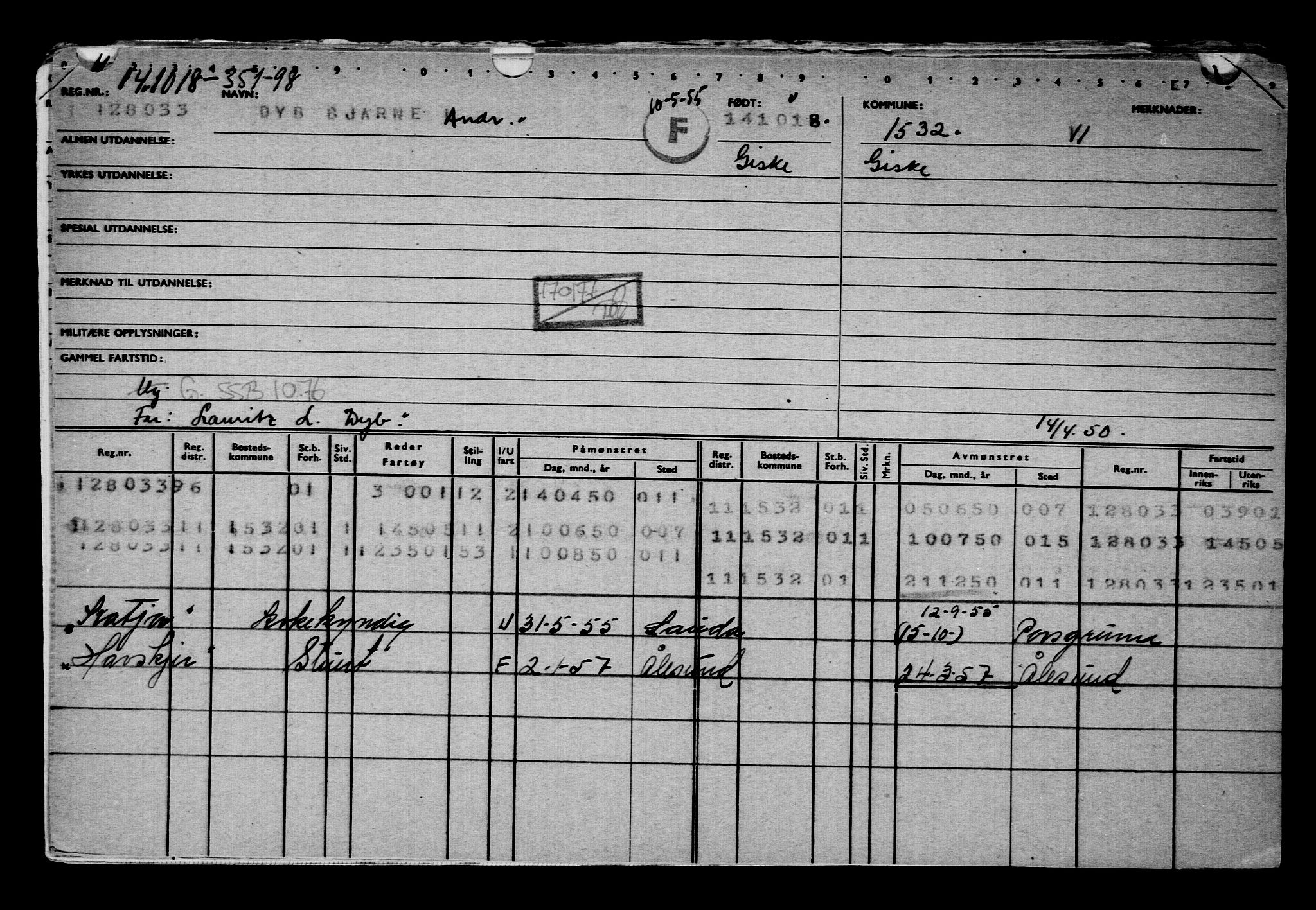 Direktoratet for sjømenn, AV/RA-S-3545/G/Gb/L0163: Hovedkort, 1918, s. 310