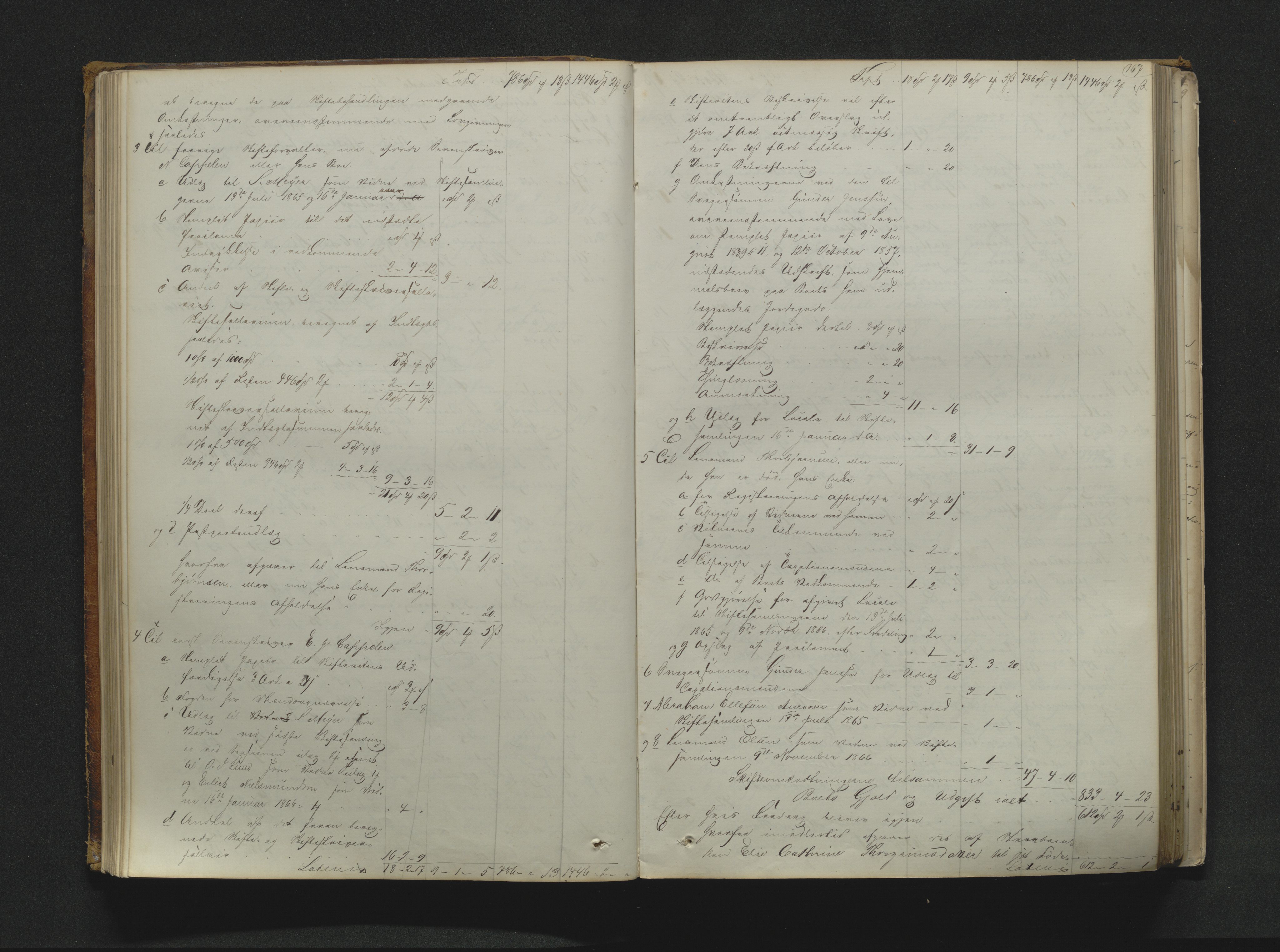 Bamble sorenskriveri, SAKO/A-214/H/Hb/Hbd/L0007A: Skifteutlodningsprotokoll, 1865-1870, s. 166-167