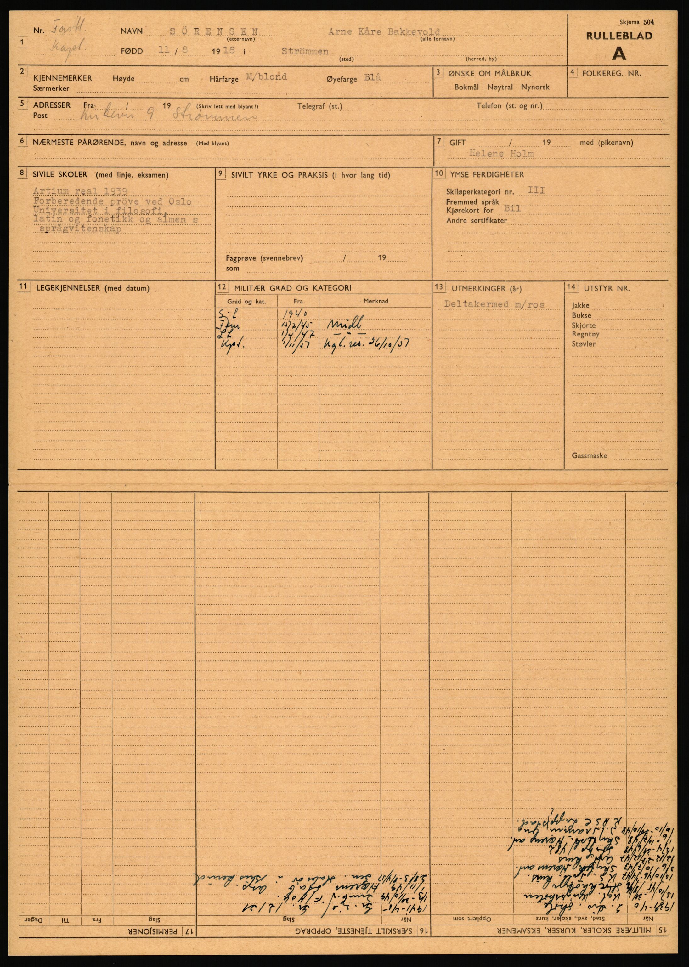 Forsvaret, Varanger bataljon, AV/RA-RAFA-2258/1/D/L0456: Rulleblad og tjenesteuttalelser for befal født 1916-1919 og 1921-1923, 1916-1923, s. 405