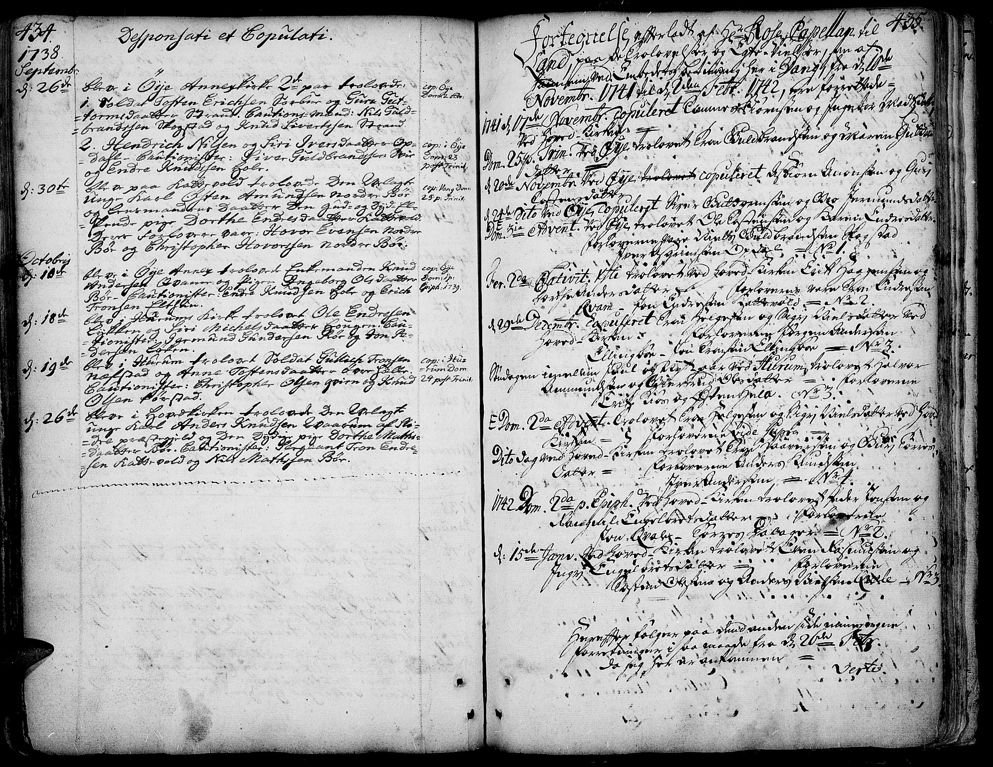 Vang prestekontor, Valdres, AV/SAH-PREST-140/H/Ha/L0001: Ministerialbok nr. 1, 1730-1796, s. 434-435