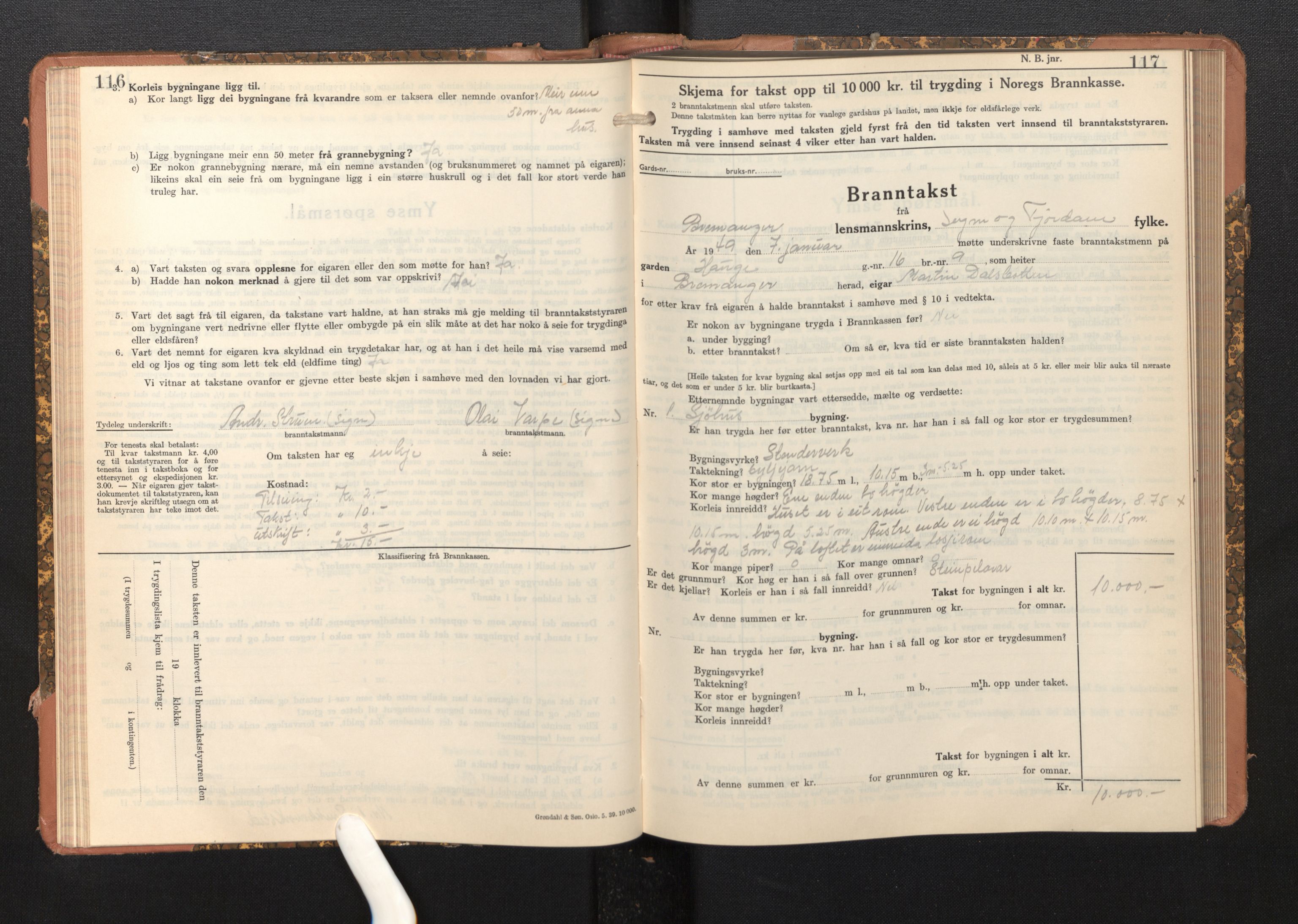Lensmannen i Bremanger, AV/SAB-A-26701/0012/L0009: Branntakstprotokoll, skjematakst, 1943-1950, s. 116-117