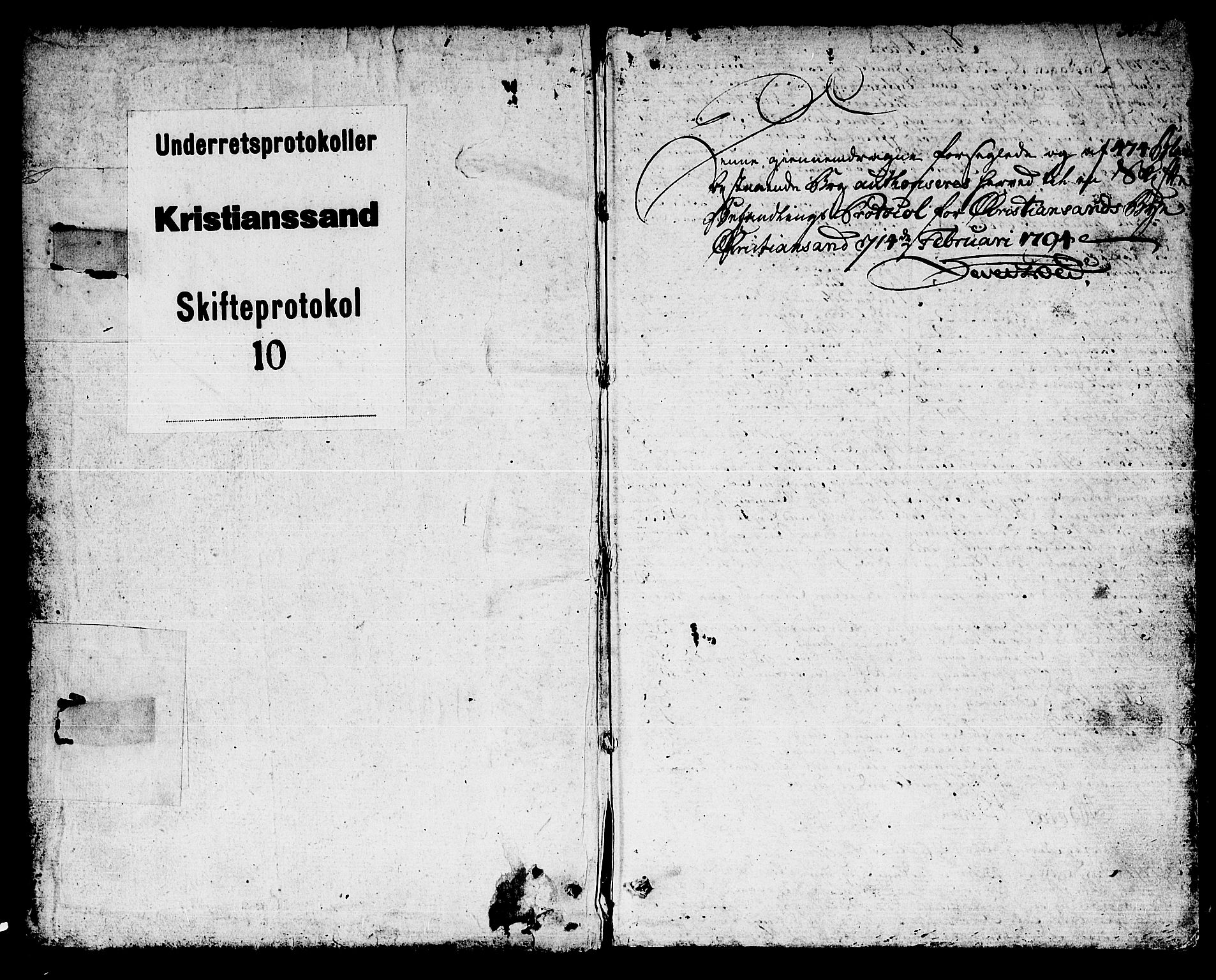 Kristiansand byrett, AV/SAK-1223-0001/H/Hc/L0014: Skifteprotokoll nr. 10, med register, 1794-1803