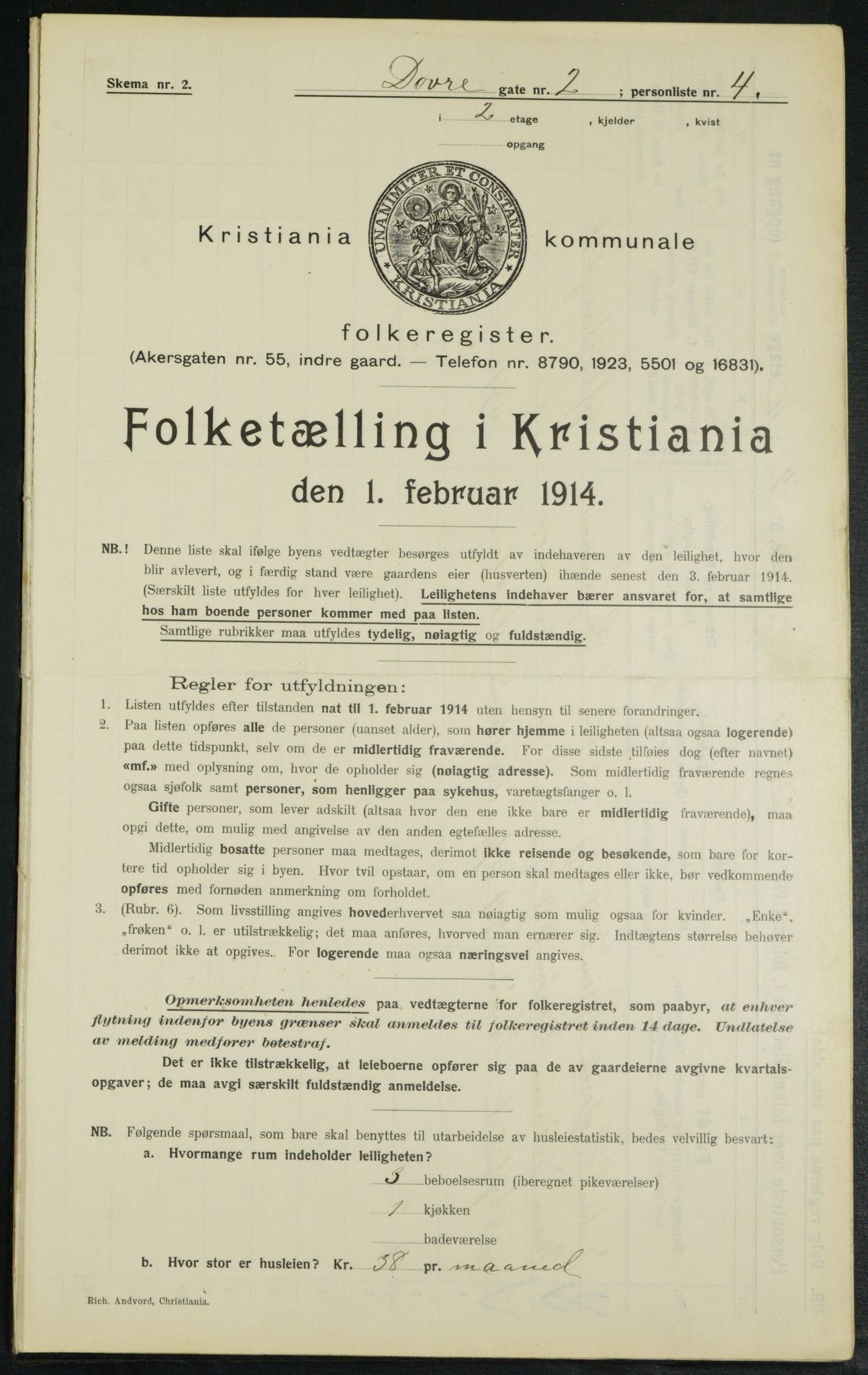 OBA, Kommunal folketelling 1.2.1914 for Kristiania, 1914, s. 16198