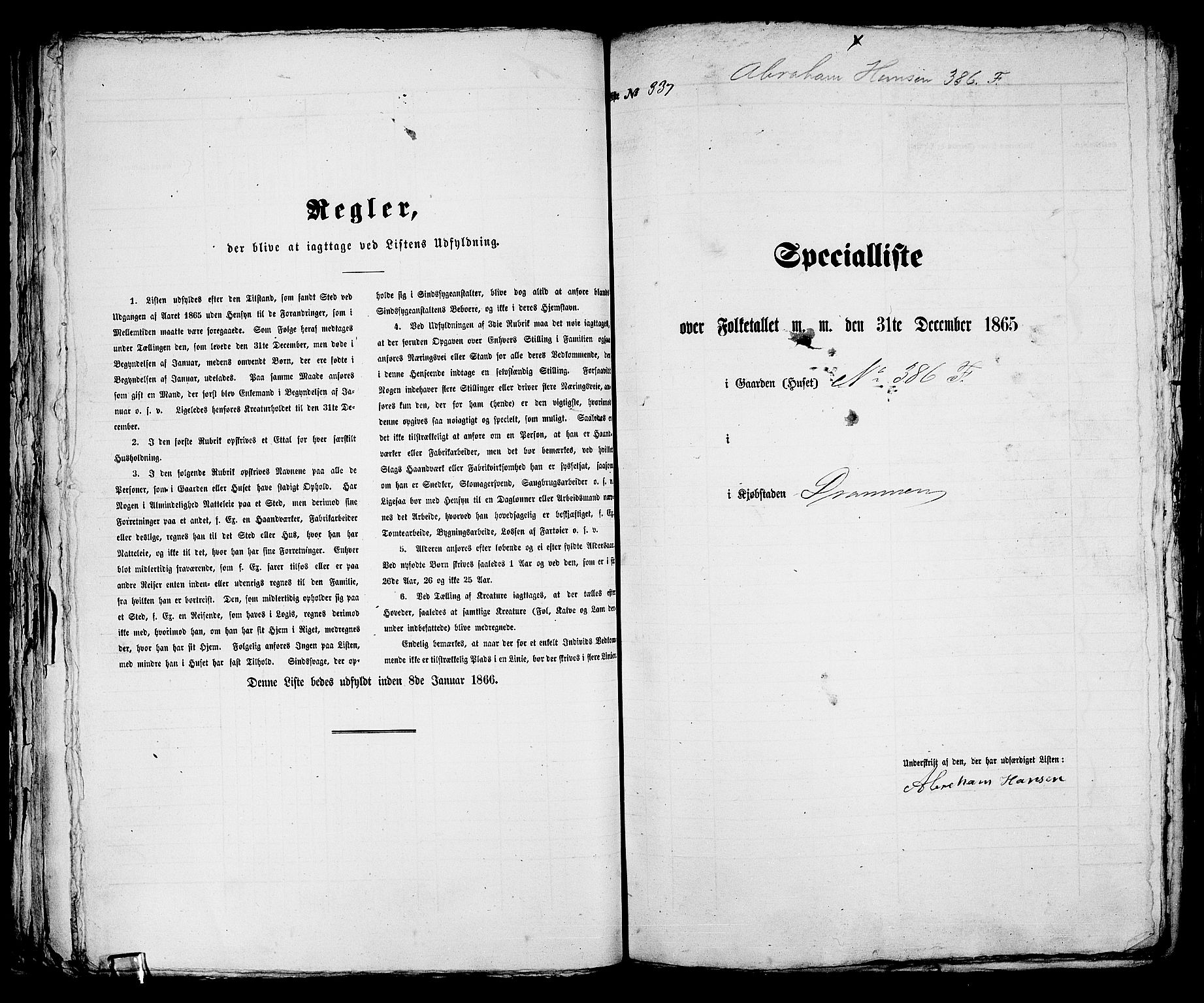 RA, Folketelling 1865 for 0602aB Bragernes prestegjeld i Drammen kjøpstad, 1865, s. 707