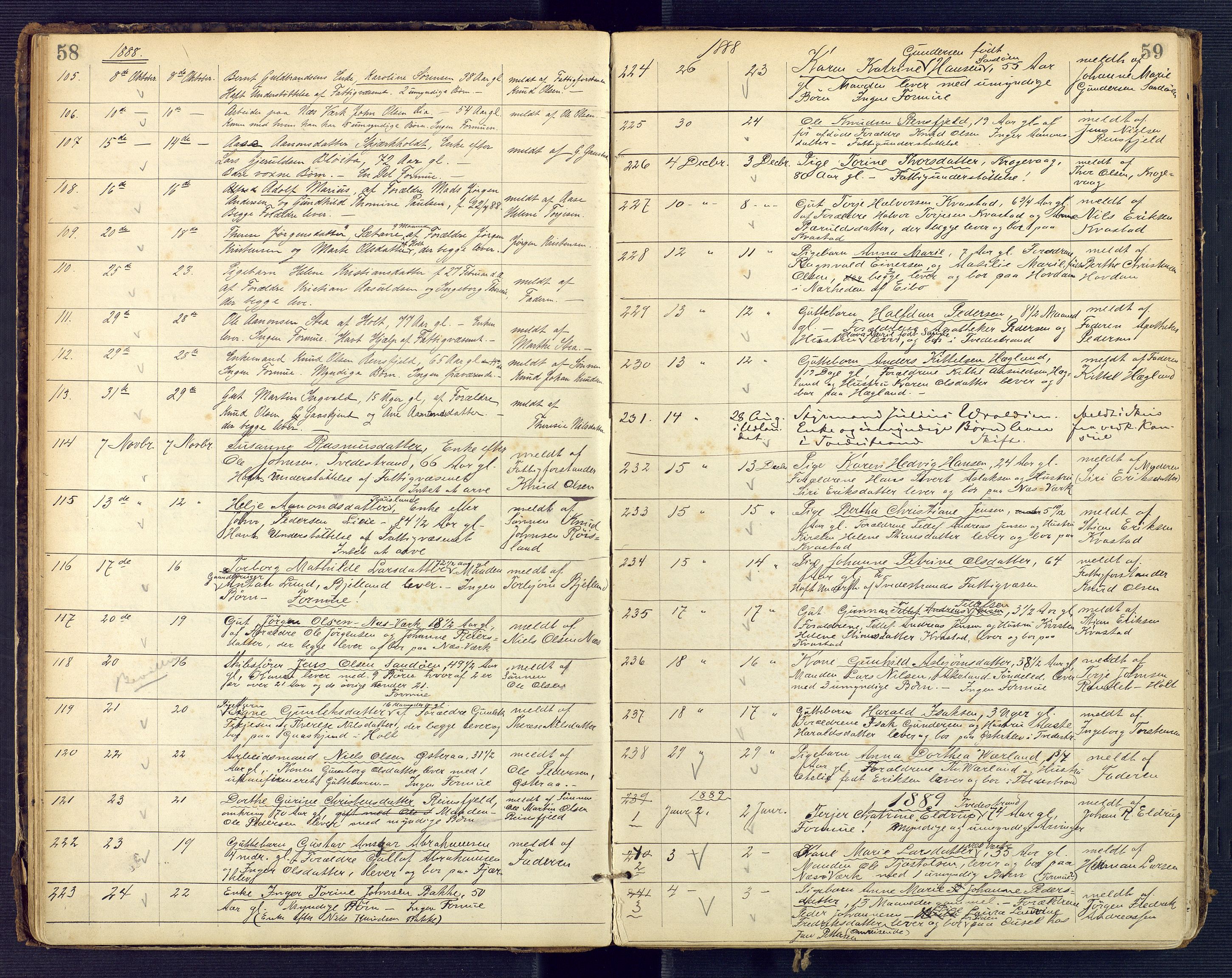 Holt sorenskriveri, AV/SAK-1221-0002/H/Ha/L0002: Dødsfallsprotokoll nr. 3, 1882-1902, s. 58-59