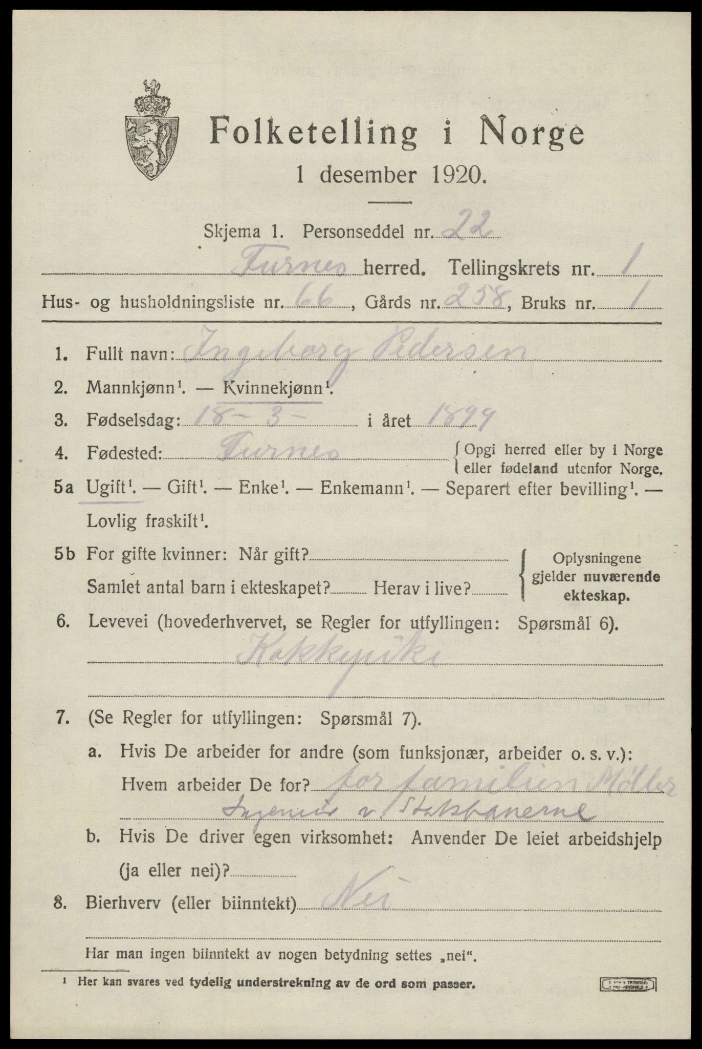 SAH, Folketelling 1920 for 0413 Furnes herred, 1920, s. 2421