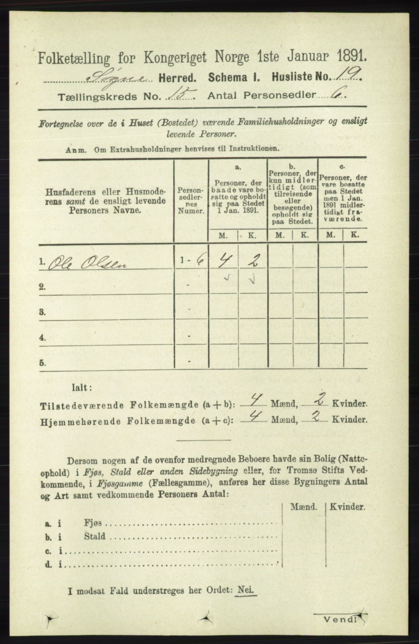 RA, Folketelling 1891 for 1018 Søgne herred, 1891, s. 3816
