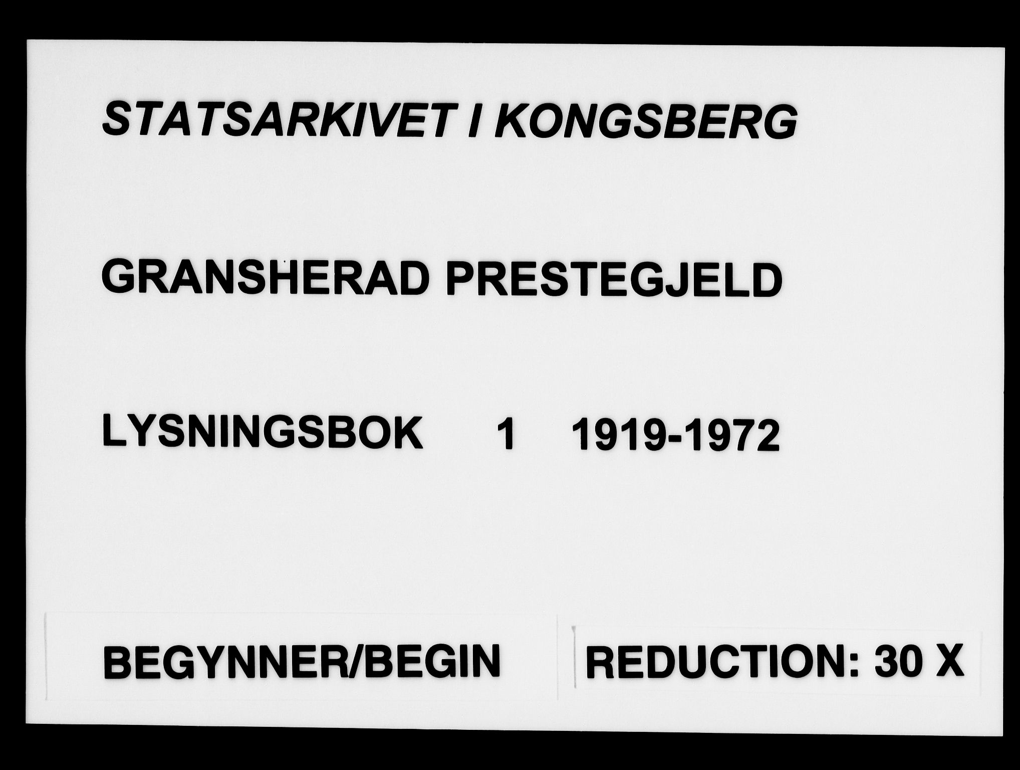 Gransherad kirkebøker, AV/SAKO-A-267/H/Ha/L0001: Lysningsprotokoll nr. 1, 1919-1972