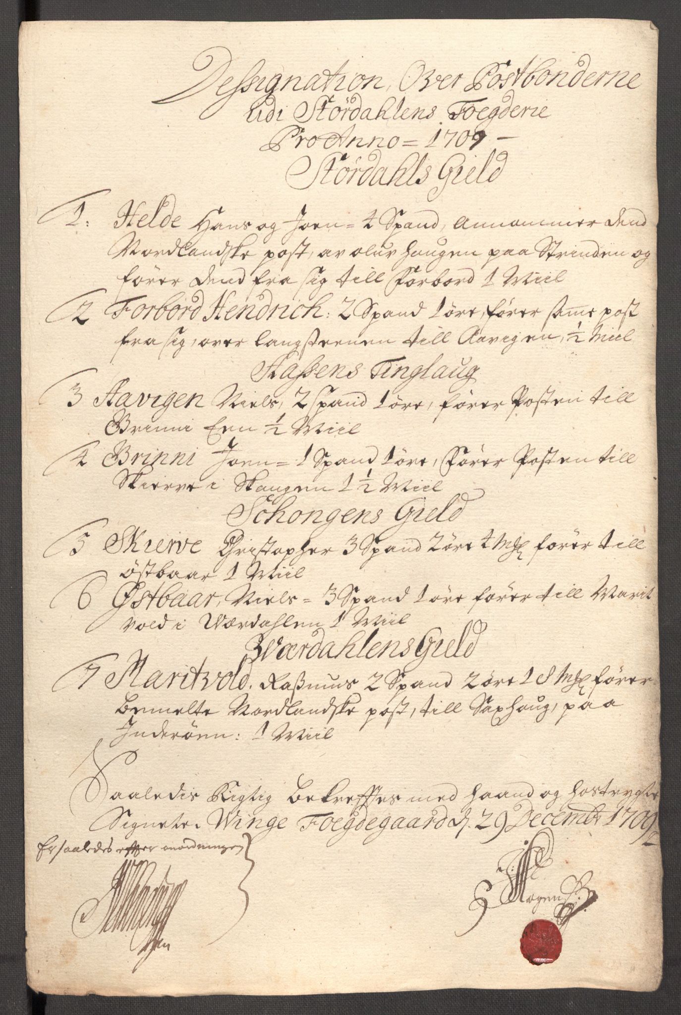 Rentekammeret inntil 1814, Reviderte regnskaper, Fogderegnskap, AV/RA-EA-4092/R62/L4199: Fogderegnskap Stjørdal og Verdal, 1709, s. 218