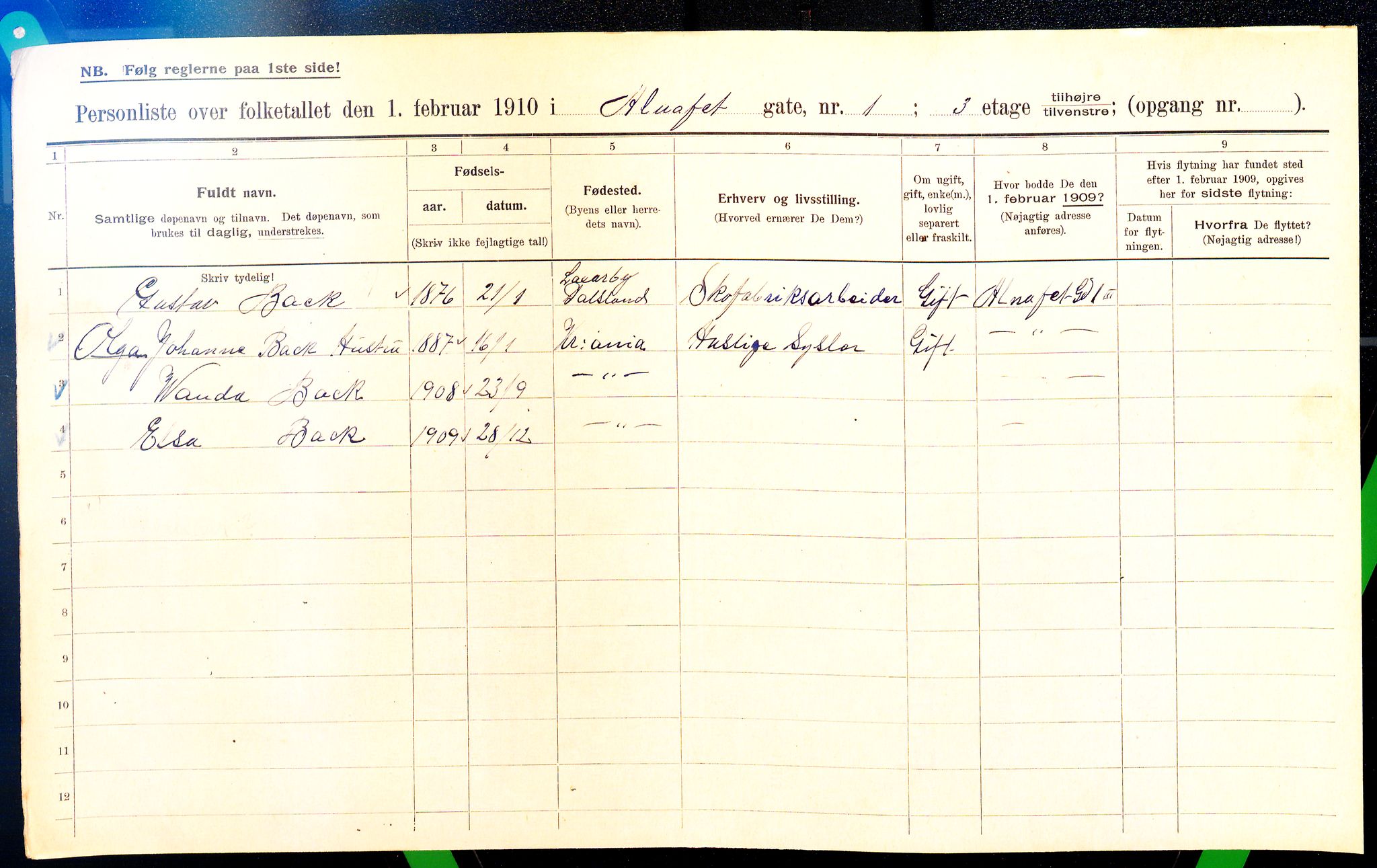 OBA, Kommunal folketelling 1.2.1910 for Kristiania, 1910, s. 1015