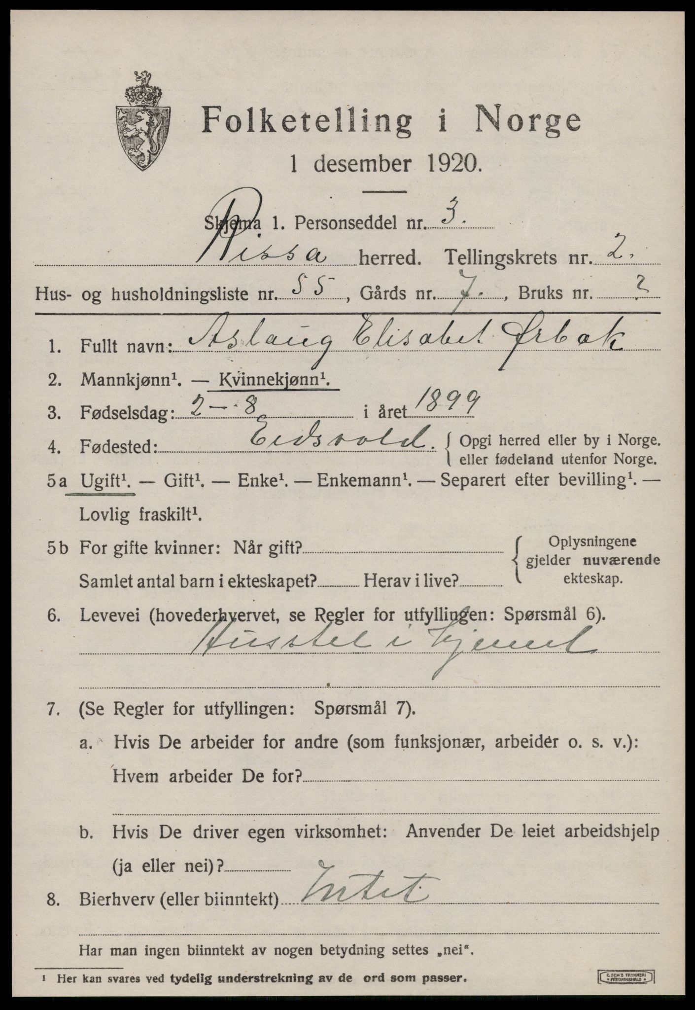 SAT, Folketelling 1920 for 1624 Rissa herred, 1920, s. 2331