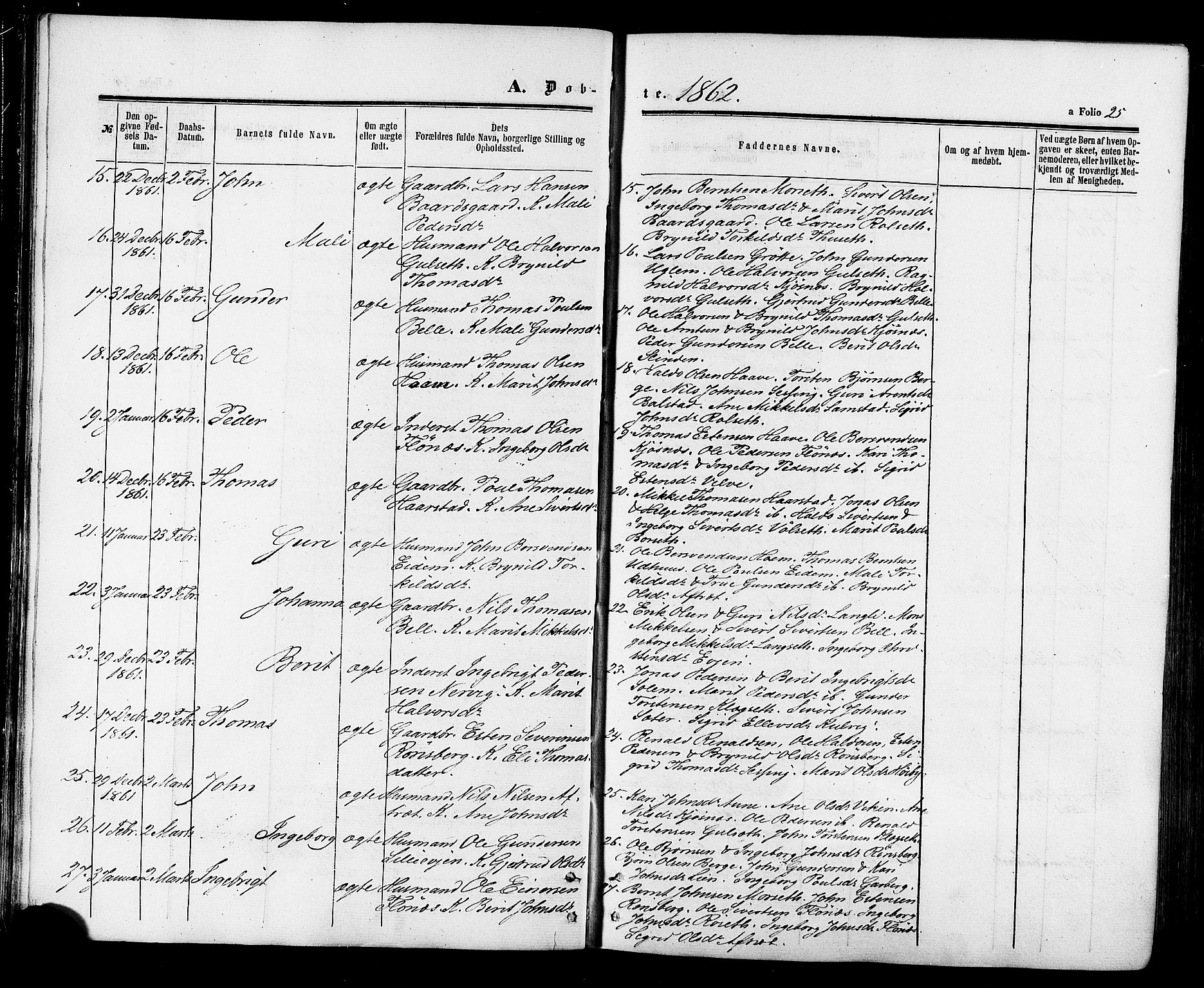 Ministerialprotokoller, klokkerbøker og fødselsregistre - Sør-Trøndelag, AV/SAT-A-1456/695/L1147: Ministerialbok nr. 695A07, 1860-1877, s. 25