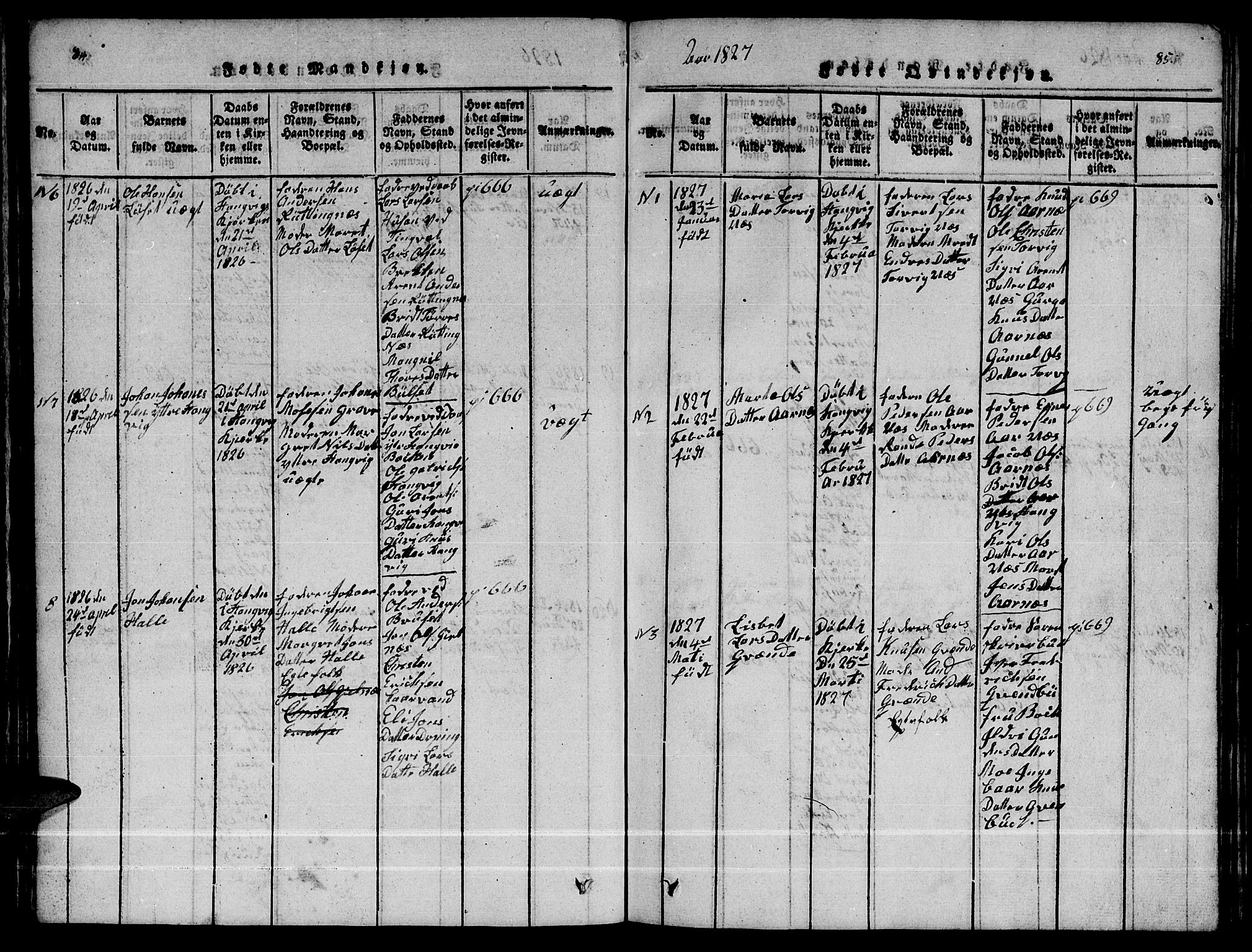 Ministerialprotokoller, klokkerbøker og fødselsregistre - Møre og Romsdal, AV/SAT-A-1454/592/L1031: Klokkerbok nr. 592C01, 1820-1833, s. 84-85