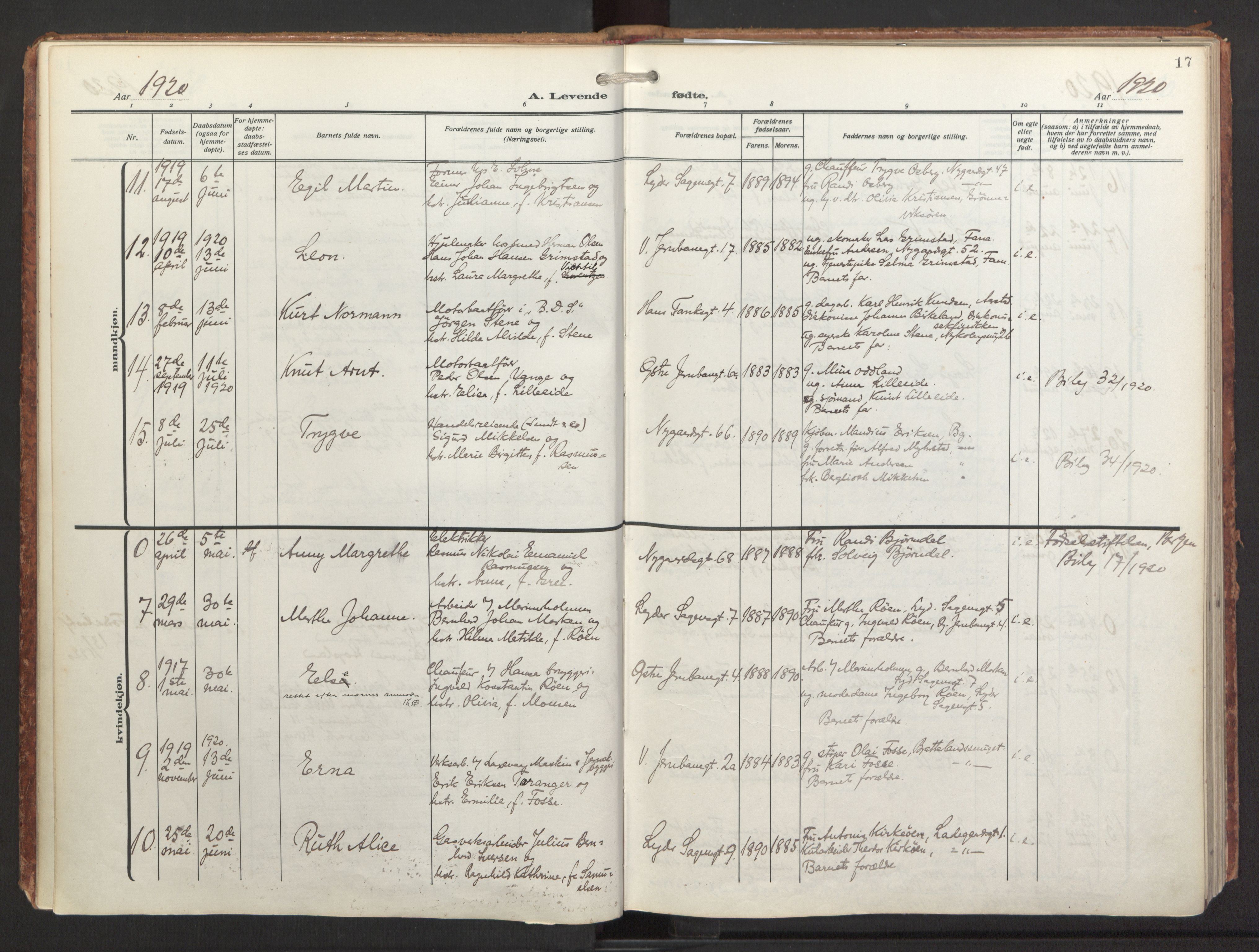 St. Jacob sokneprestembete, AV/SAB-A-78001/H/Haa/L0001: Ministerialbok nr. A 1, 1917-1952, s. 17