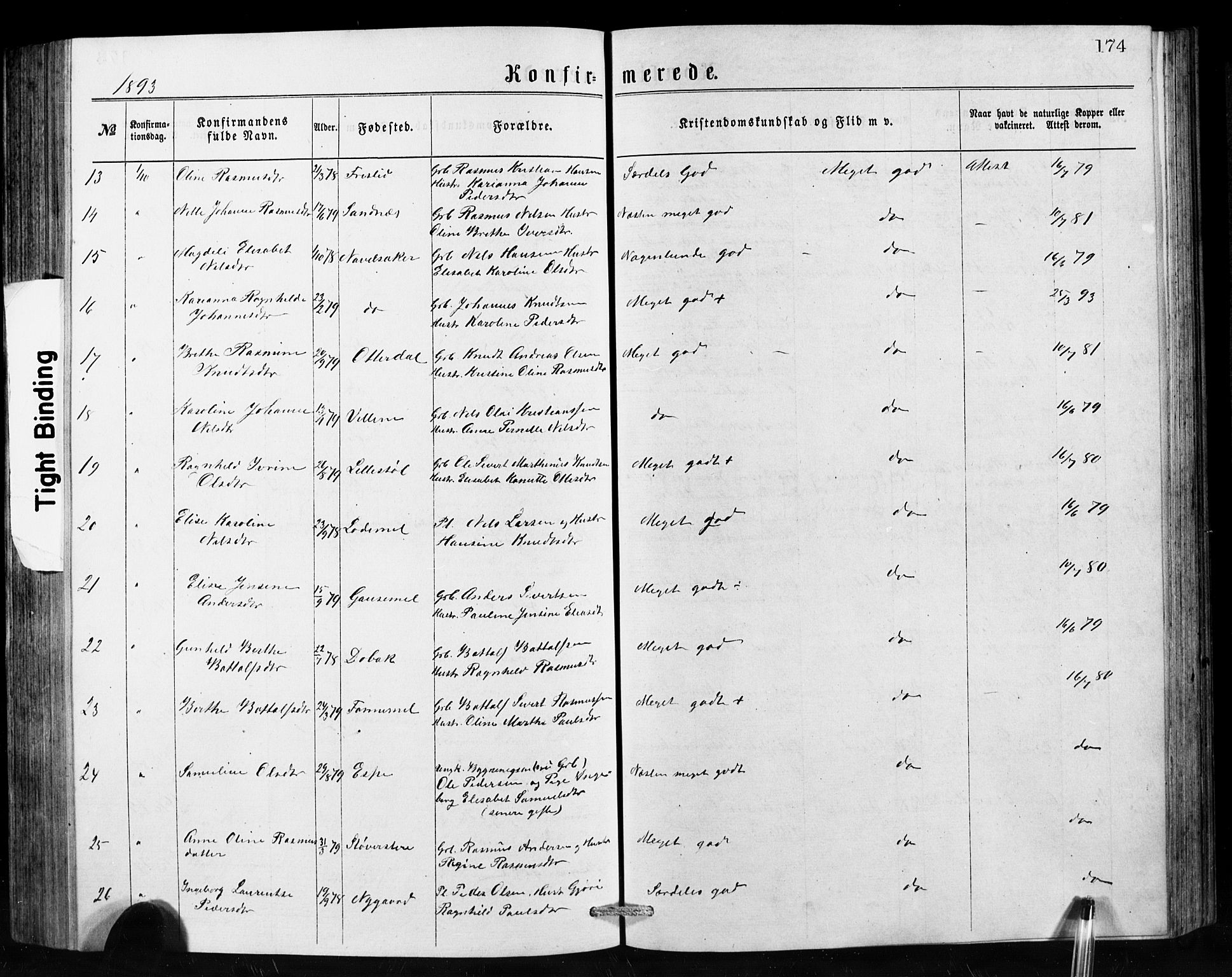 Hornindal sokneprestembete, AV/SAB-A-82401/H/Hab: Klokkerbok nr. A 1, 1876-1894, s. 174