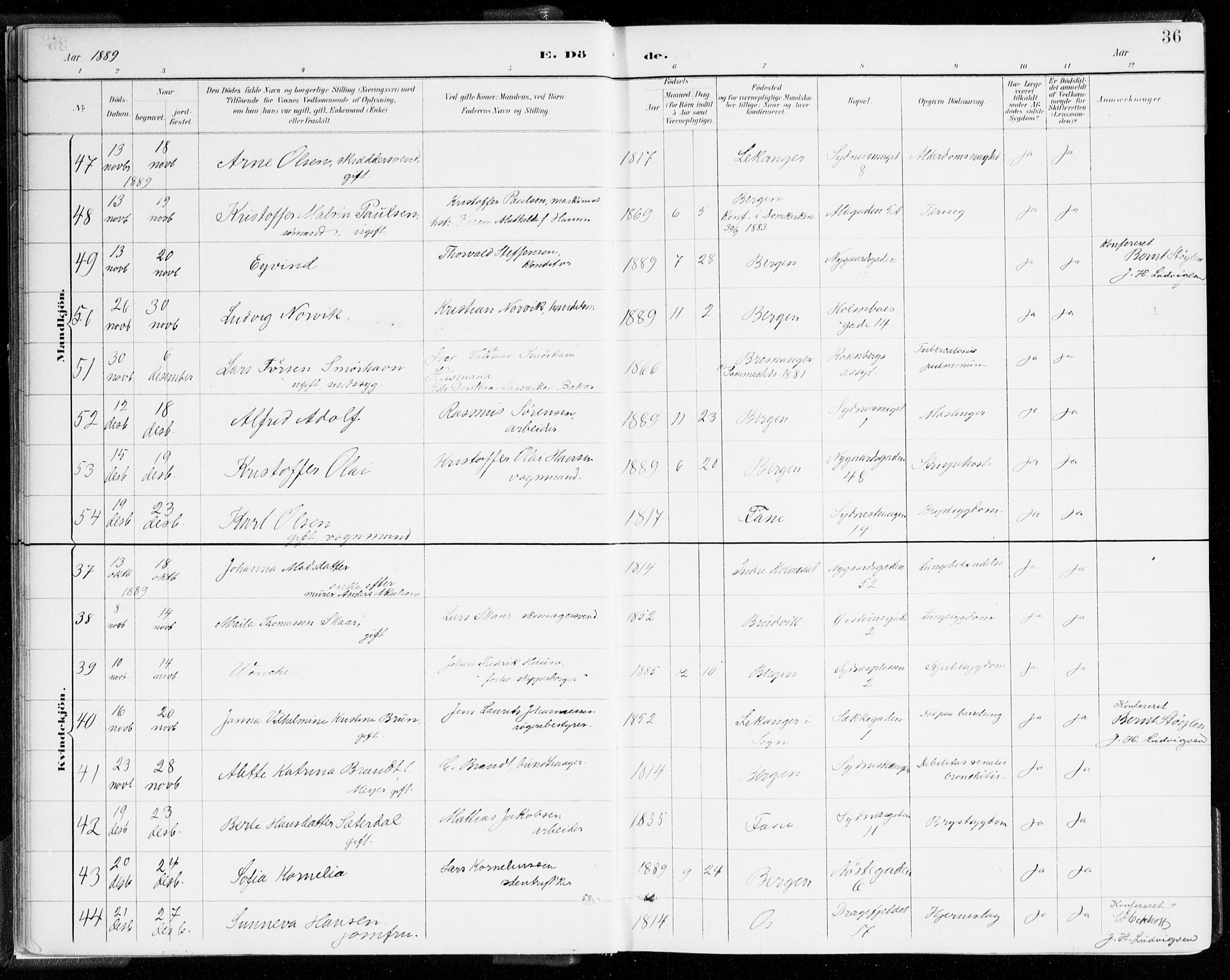 Johanneskirken sokneprestembete, SAB/A-76001/H/Haa/L0019: Ministerialbok nr. E 1, 1885-1915, s. 36
