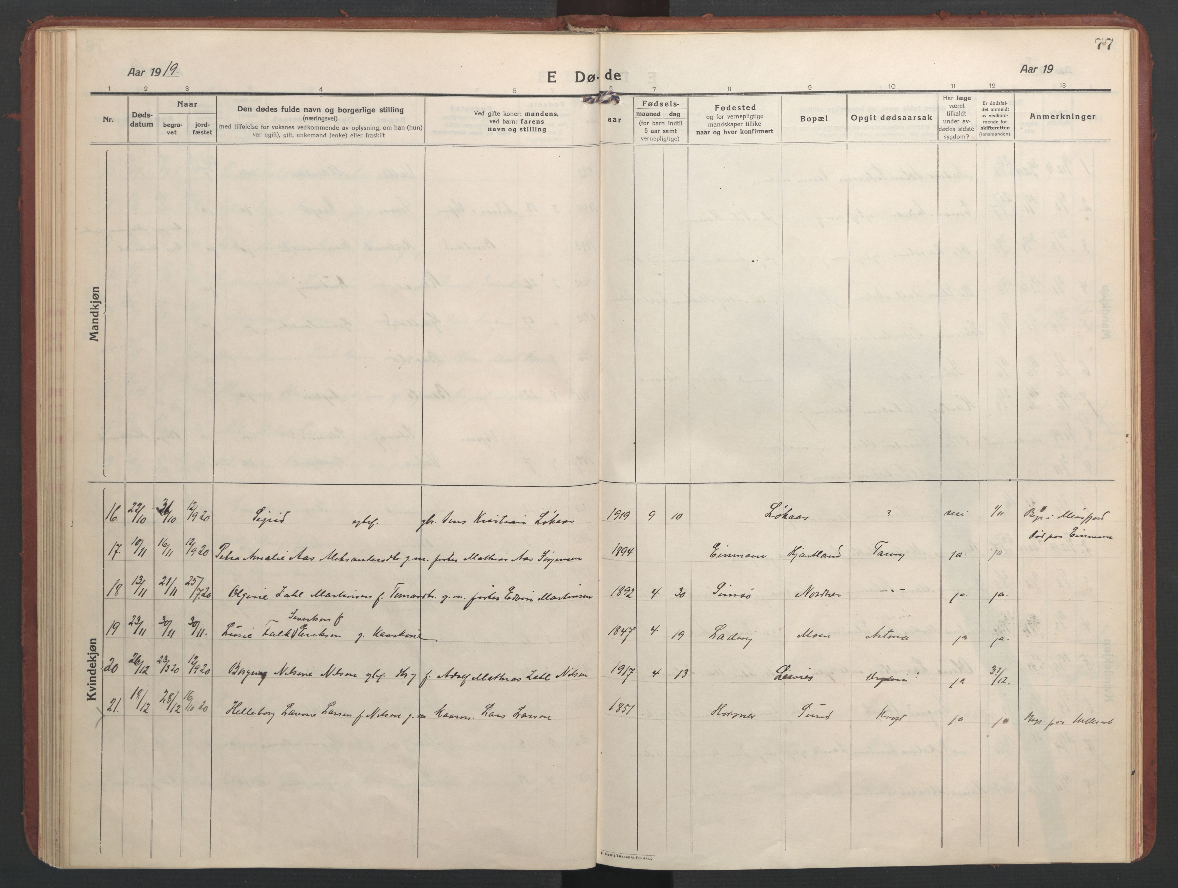 Ministerialprotokoller, klokkerbøker og fødselsregistre - Nordland, AV/SAT-A-1459/832/L0492: Ministerialbok nr. 832A01, 1916-1934, s. 77