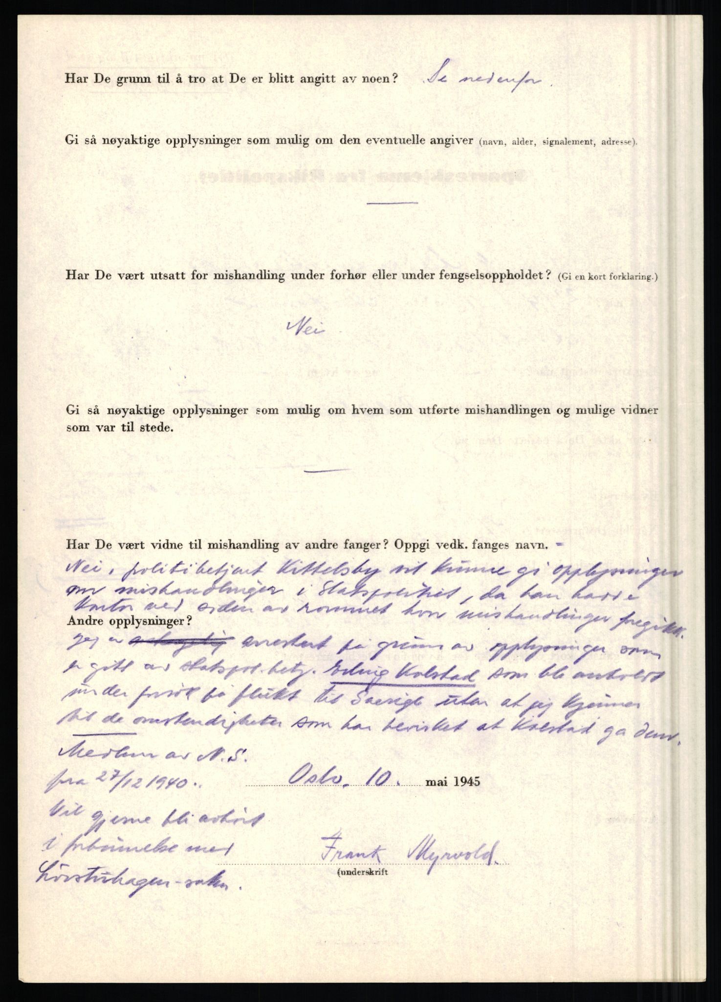 Rikspolitisjefen, AV/RA-S-1560/L/L0012: Mogensen, Øivind - Noraas, Lars, 1940-1945, s. 279