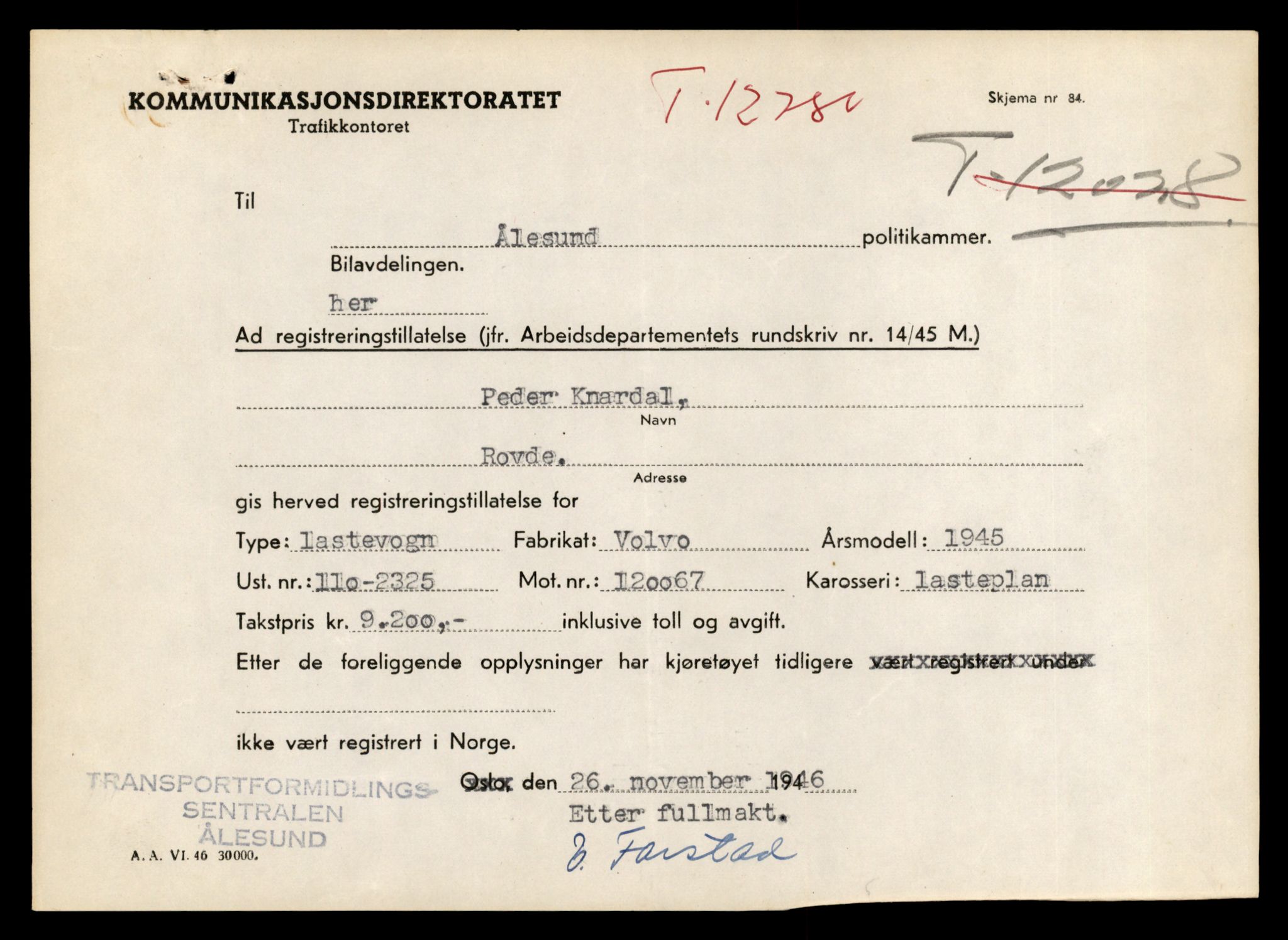 Møre og Romsdal vegkontor - Ålesund trafikkstasjon, AV/SAT-A-4099/F/Fe/L0035: Registreringskort for kjøretøy T 12653 - T 12829, 1927-1998, s. 2110