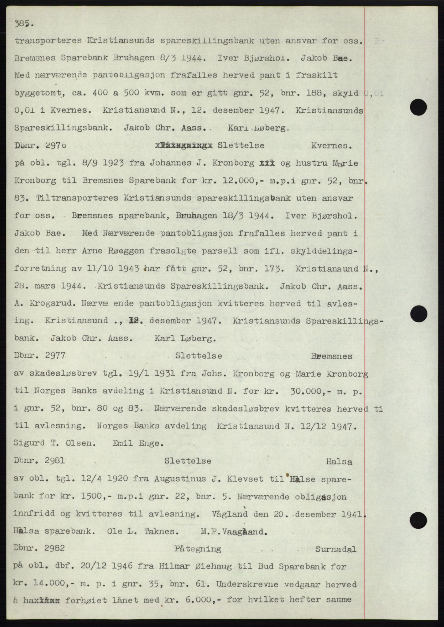 Nordmøre sorenskriveri, SAT/A-4132/1/2/2Ca: Pantebok nr. C82b, 1946-1951, Dagboknr: 2970/1947