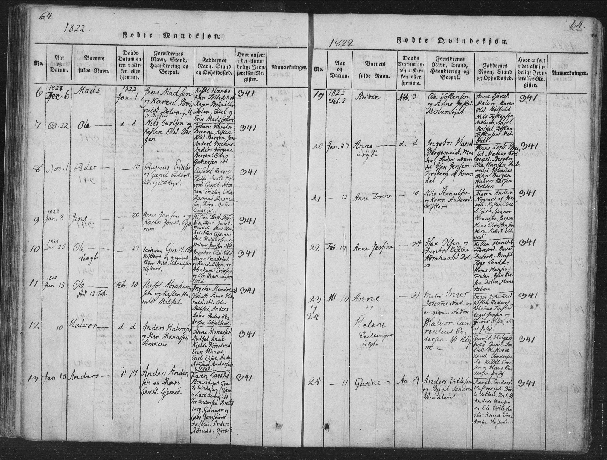 Solum kirkebøker, AV/SAKO-A-306/F/Fa/L0004: Ministerialbok nr. I 4, 1814-1833, s. 64