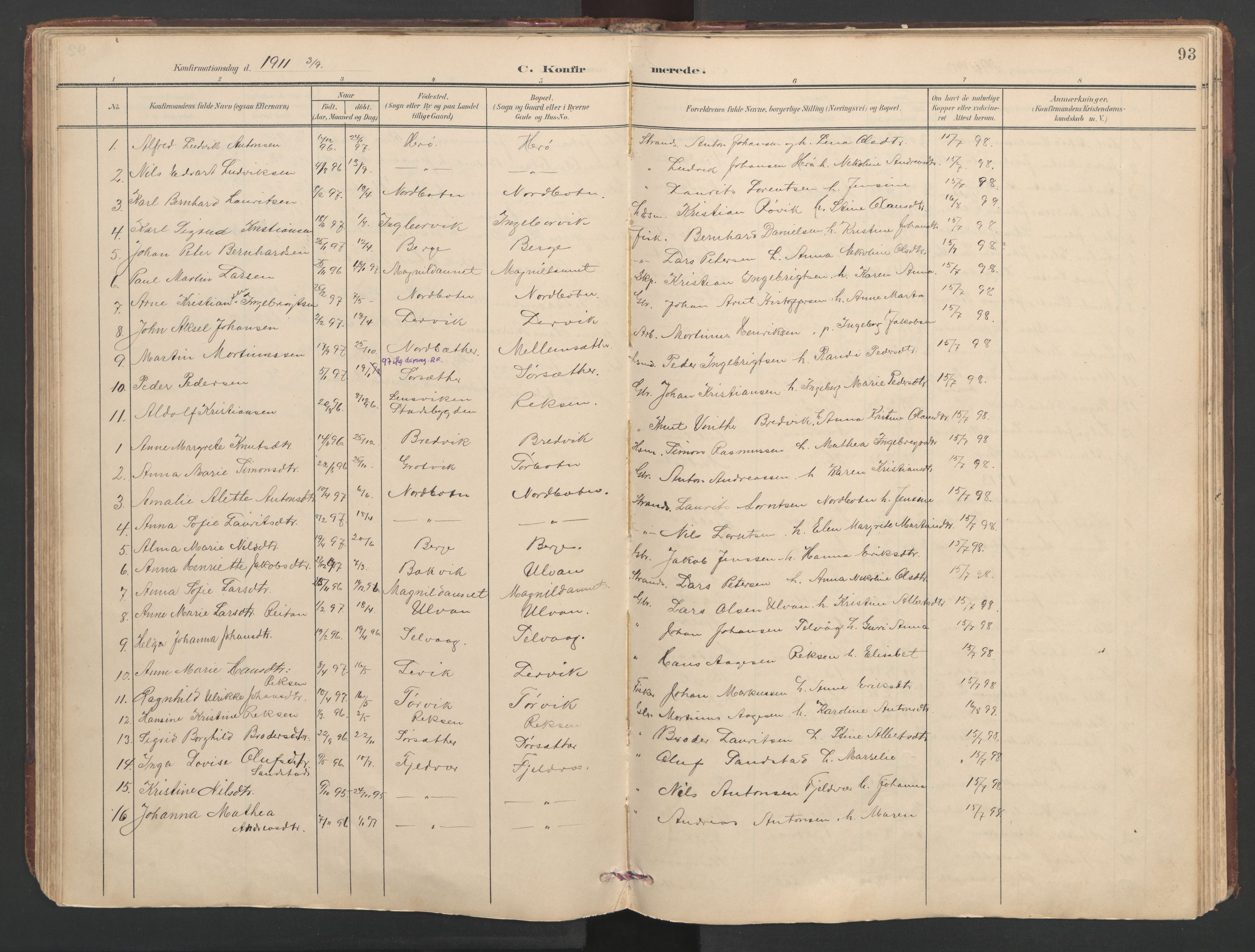 Ministerialprotokoller, klokkerbøker og fødselsregistre - Sør-Trøndelag, AV/SAT-A-1456/638/L0571: Klokkerbok nr. 638C03, 1901-1930, s. 93