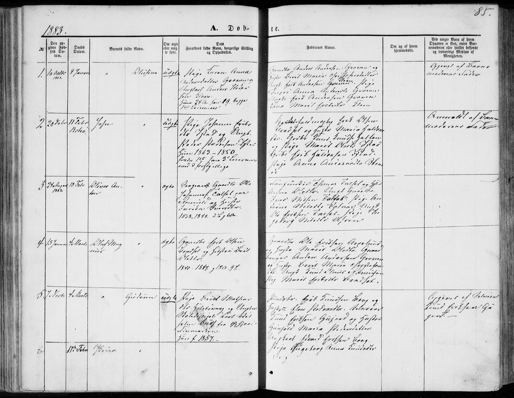 Ministerialprotokoller, klokkerbøker og fødselsregistre - Møre og Romsdal, SAT/A-1454/557/L0681: Ministerialbok nr. 557A03, 1869-1886, s. 85