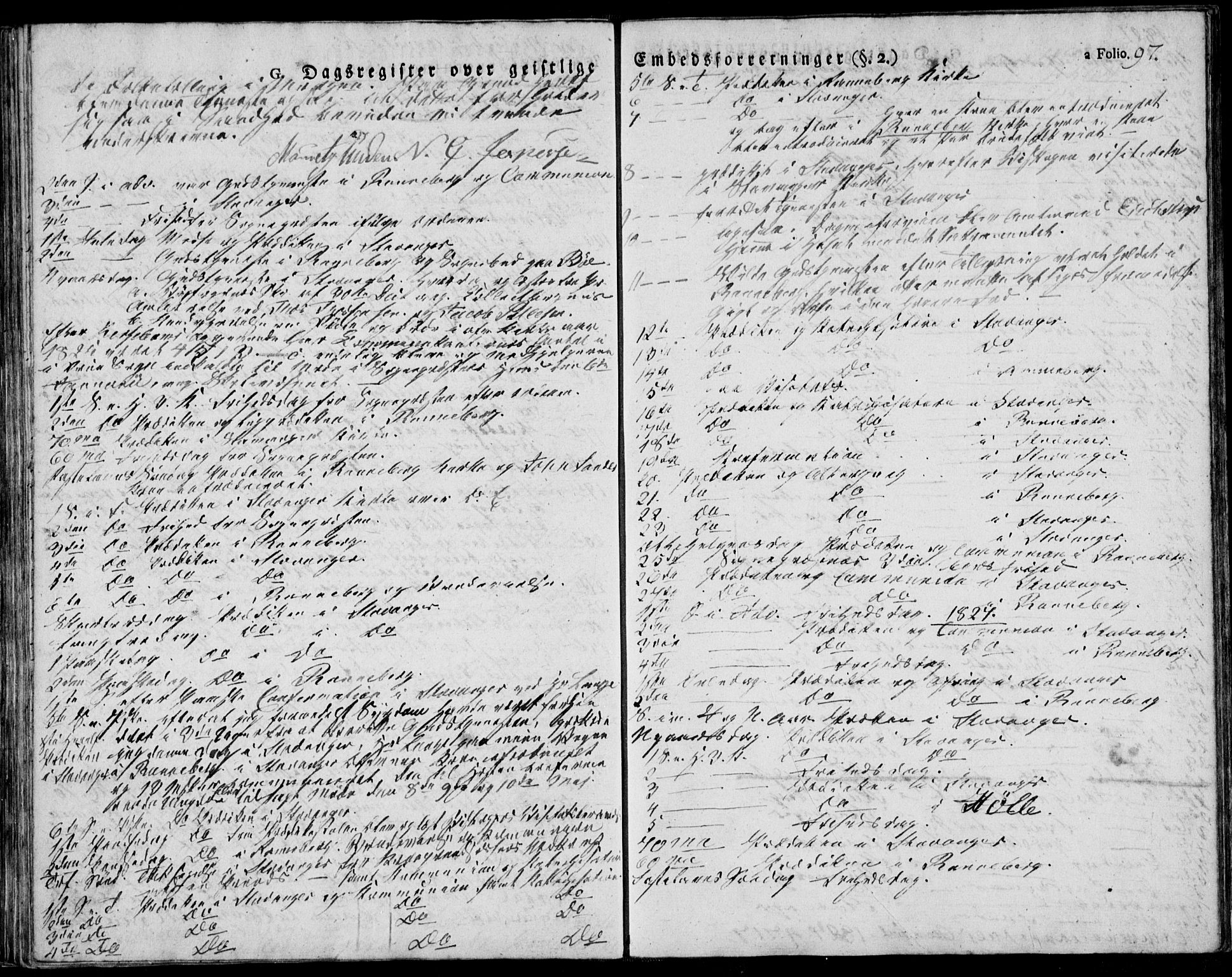 Domkirken sokneprestkontor, SAST/A-101812/001/30/30BA/L0010: Ministerialbok nr. A 10, 1821-1859, s. 97