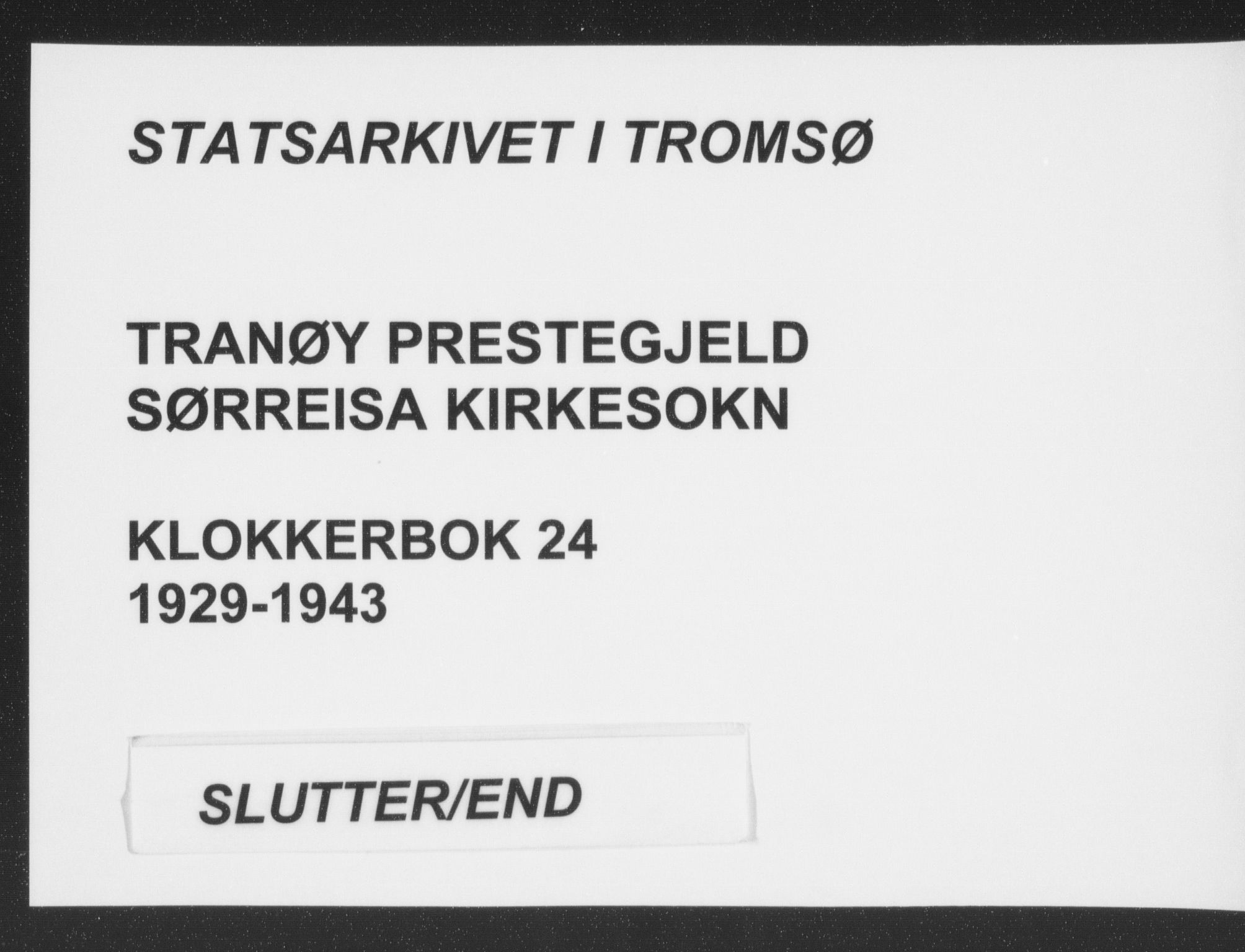 Tranøy sokneprestkontor, SATØ/S-1313/I/Ia/Iab/L0024klokker: Klokkerbok nr. 24, 1929-1943