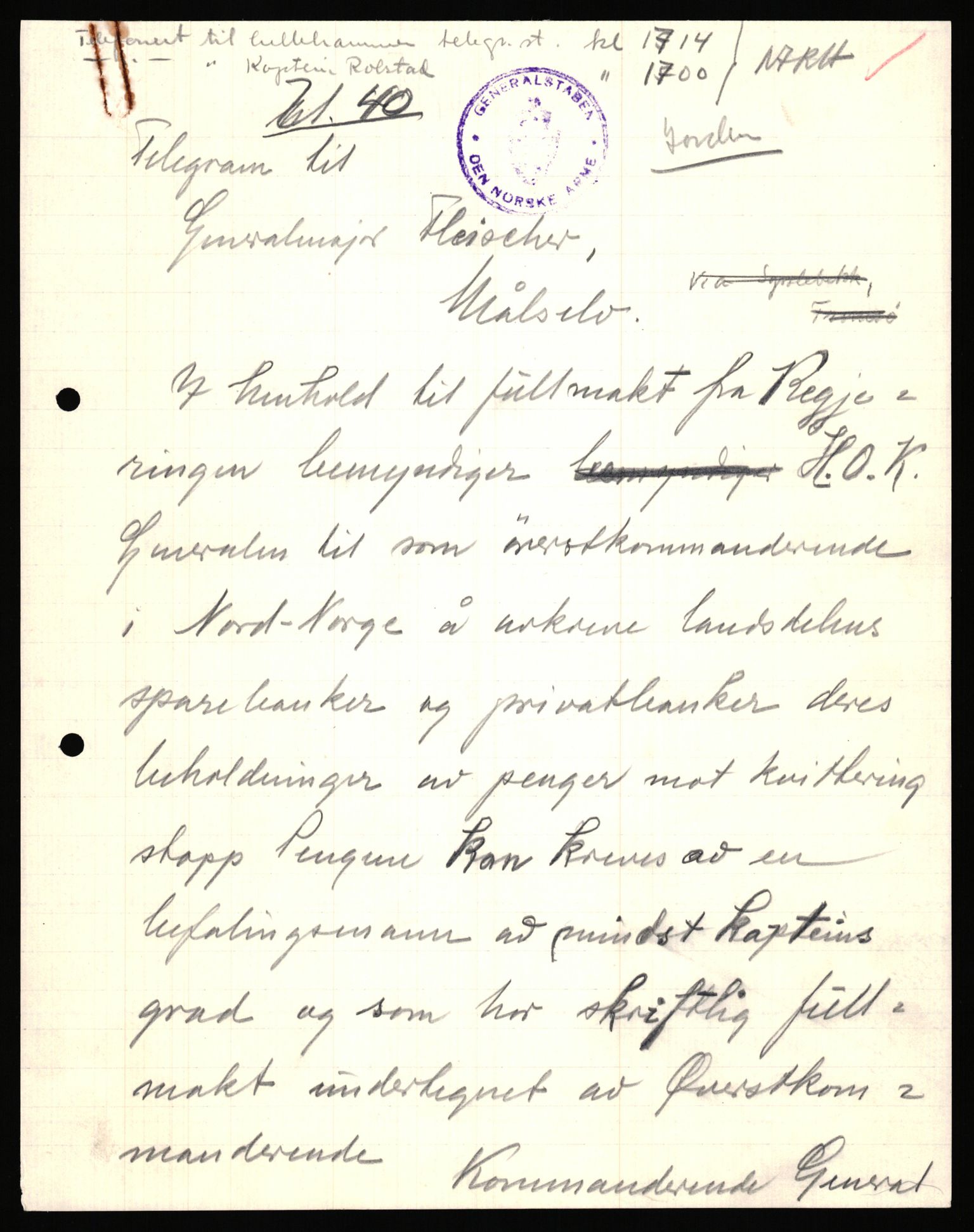 Forsvaret, Forsvarets krigshistoriske avdeling, AV/RA-RAFA-2017/Y/Ya/L0031: II-C-11-51 - Hærens overkommando, 1940, s. 68