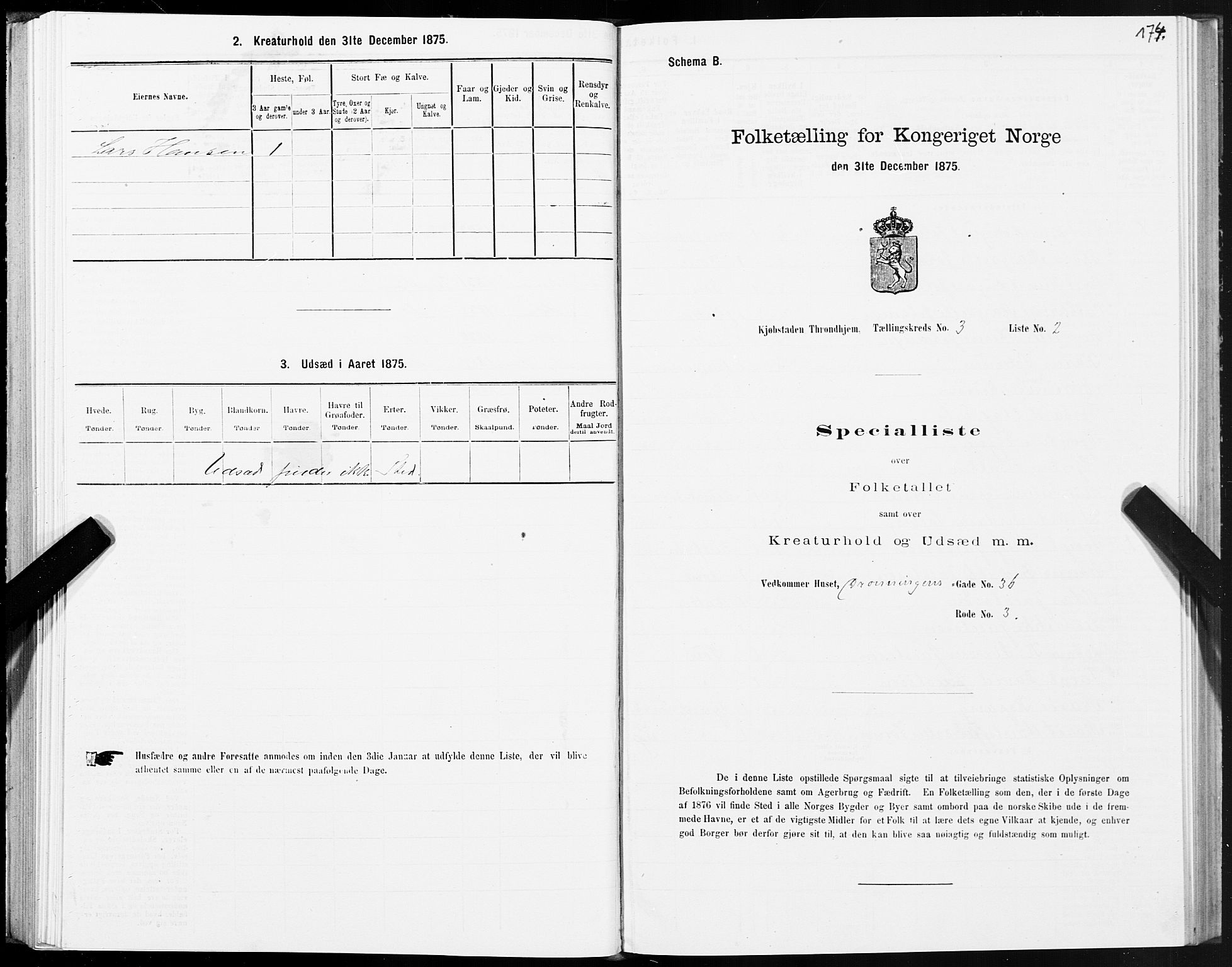 SAT, Folketelling 1875 for 1601 Trondheim kjøpstad, 1875, s. 2174