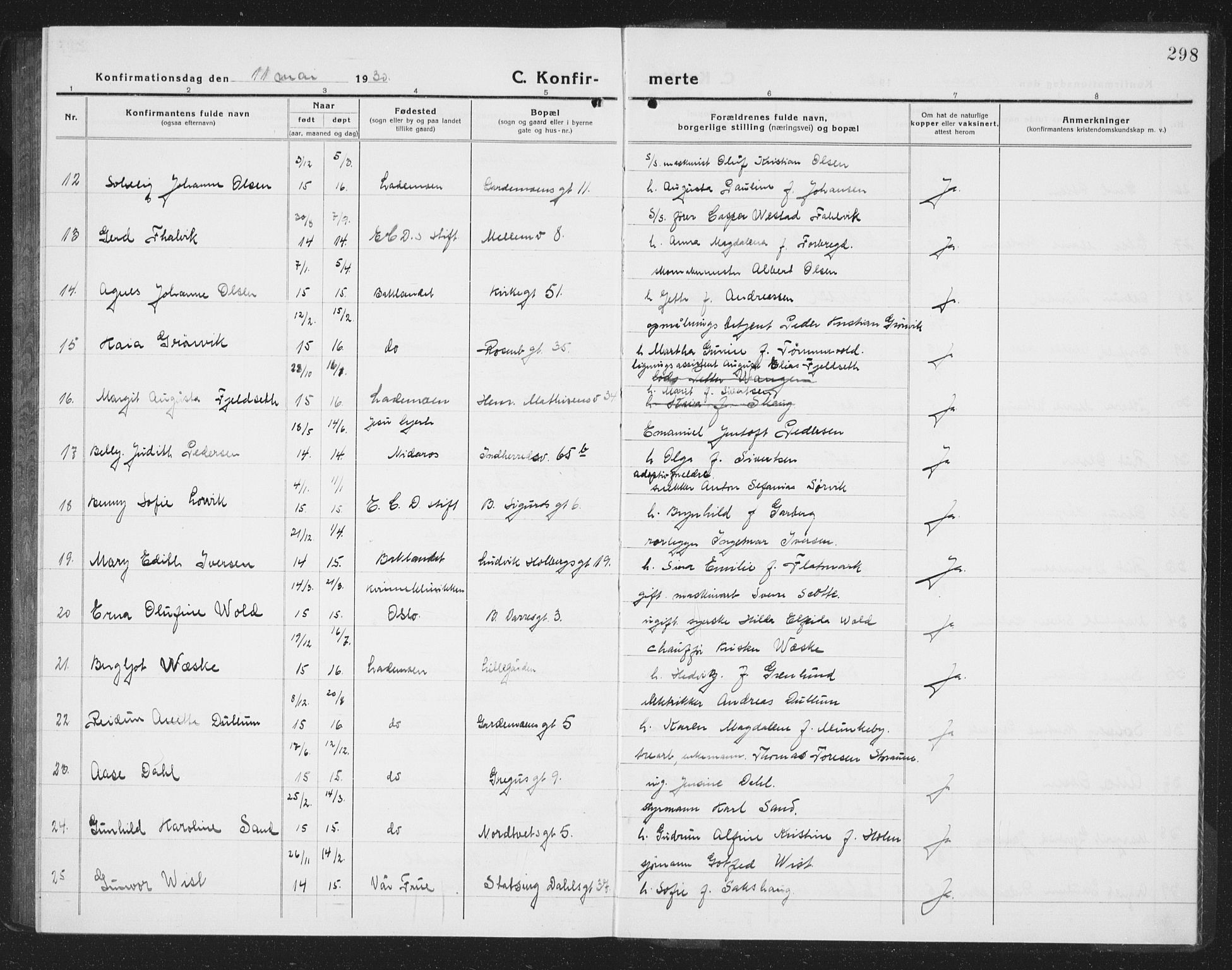 Ministerialprotokoller, klokkerbøker og fødselsregistre - Sør-Trøndelag, AV/SAT-A-1456/605/L0258: Klokkerbok nr. 605C05, 1918-1930, s. 298