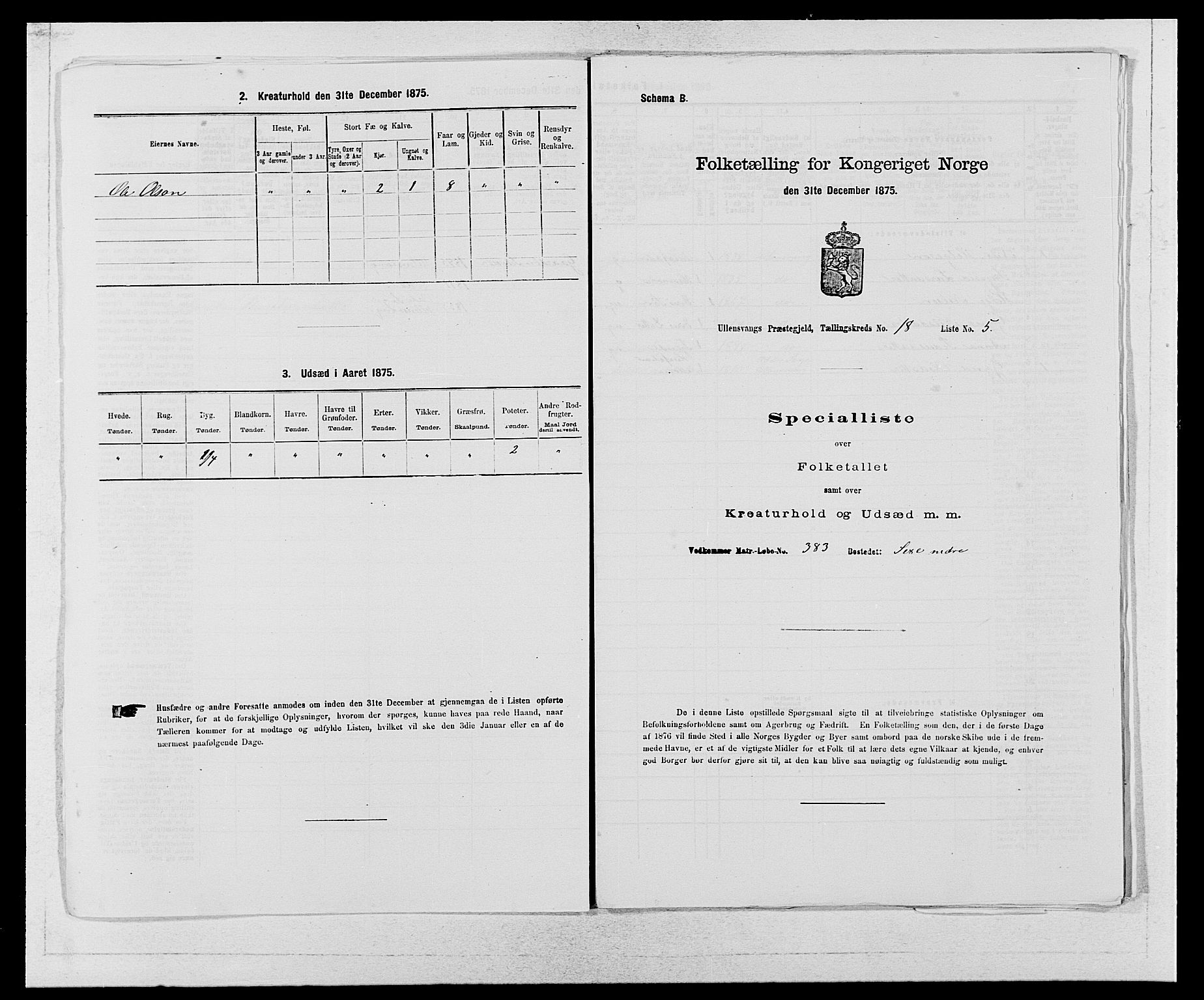 SAB, Folketelling 1875 for 1230P Ullensvang prestegjeld, 1875, s. 1867