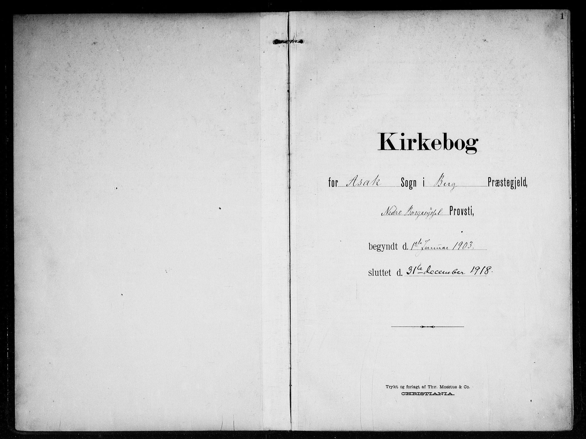 Berg prestekontor Kirkebøker, SAO/A-10902/F/Fb/L0003: Ministerialbok nr. II 3, 1903-1919, s. 1