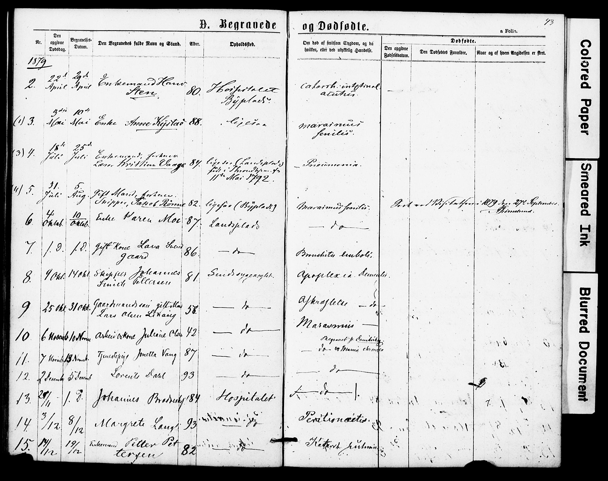 Ministerialprotokoller, klokkerbøker og fødselsregistre - Sør-Trøndelag, SAT/A-1456/623/L0469: Ministerialbok nr. 623A03, 1868-1883, s. 43