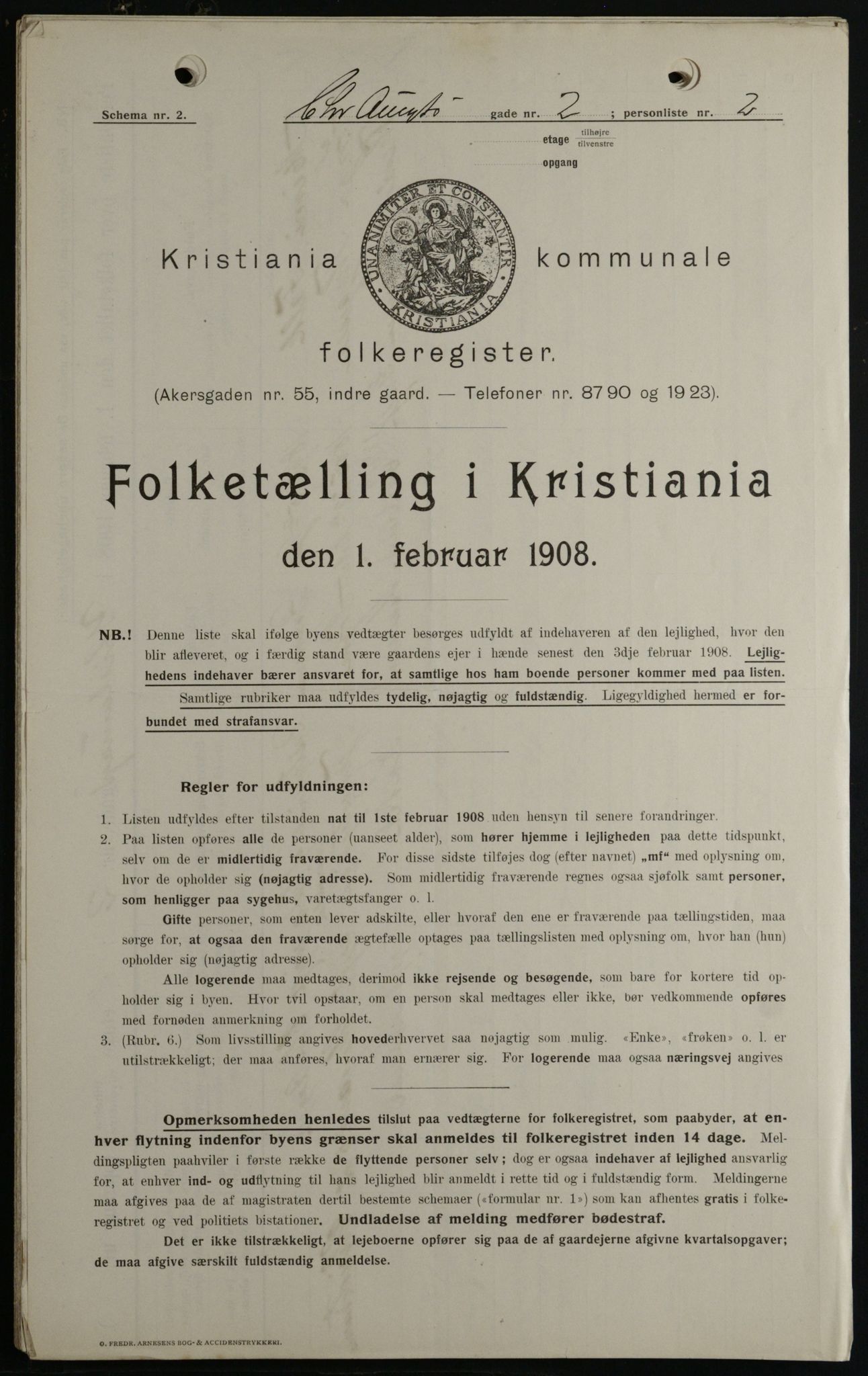 OBA, Kommunal folketelling 1.2.1908 for Kristiania kjøpstad, 1908, s. 48287