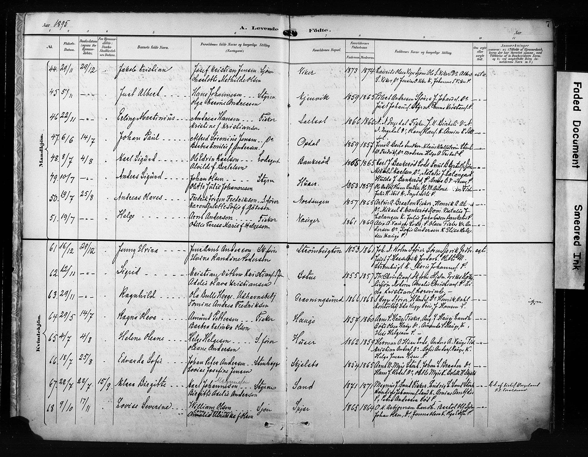 Hvaler prestekontor Kirkebøker, AV/SAO-A-2001/F/Fa/L0009: Ministerialbok nr. I 9, 1895-1906, s. 7
