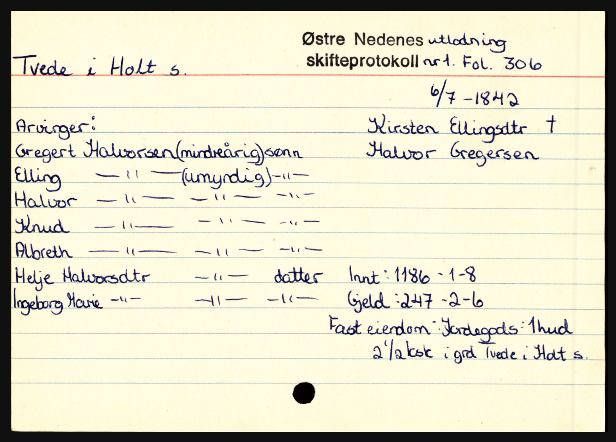 Holt sorenskriveri, AV/SAK-1221-0002/H, s. 1589