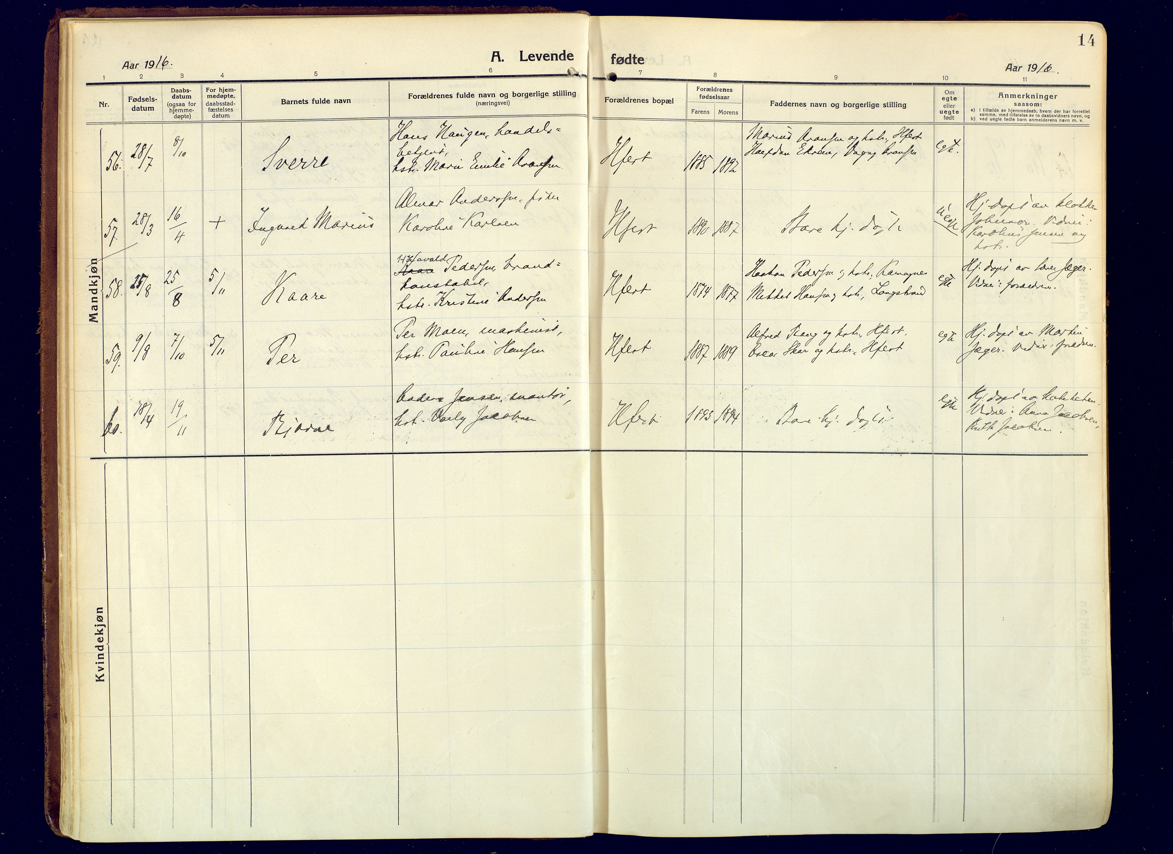 Hammerfest sokneprestkontor, AV/SATØ-S-1347/H/Ha/L0015.kirke: Ministerialbok nr. 15, 1916-1923, s. 14