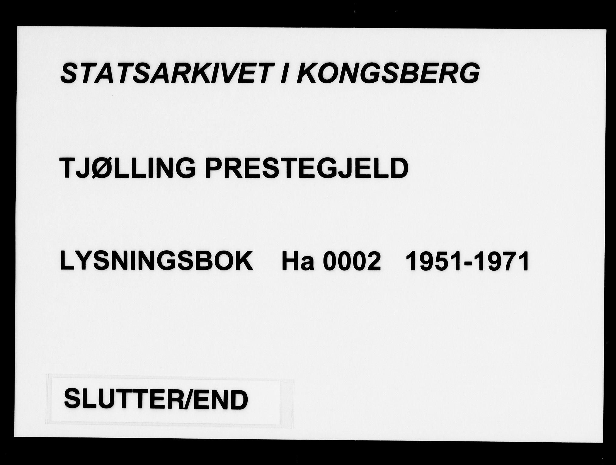 Tjølling kirkebøker, AV/SAKO-A-60/H/Ha/L0002: Lysningsprotokoll nr. 2, 1951-1971